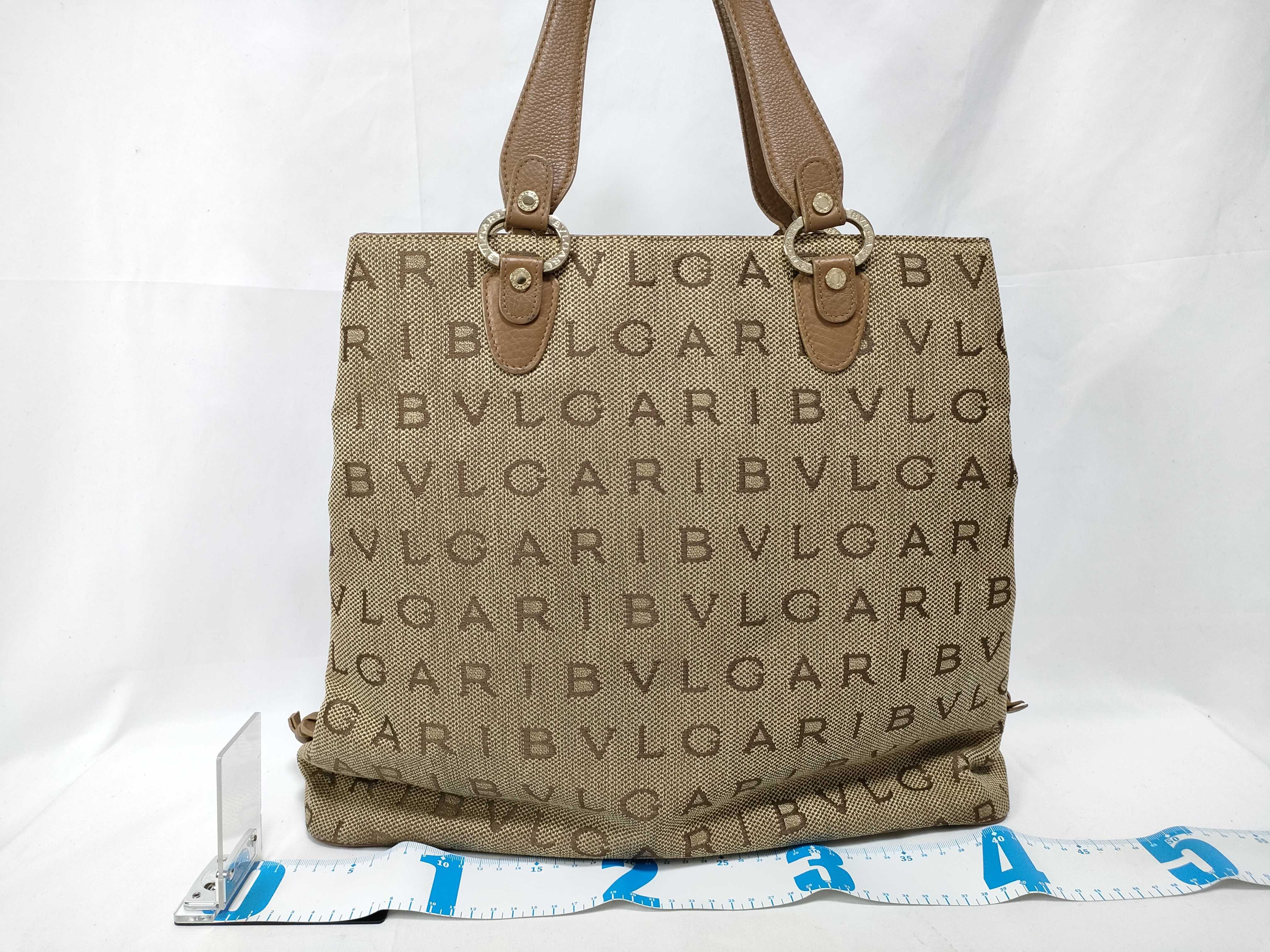 Logomania Maxi Letter Canvas Leather Tote Bag — view 2
