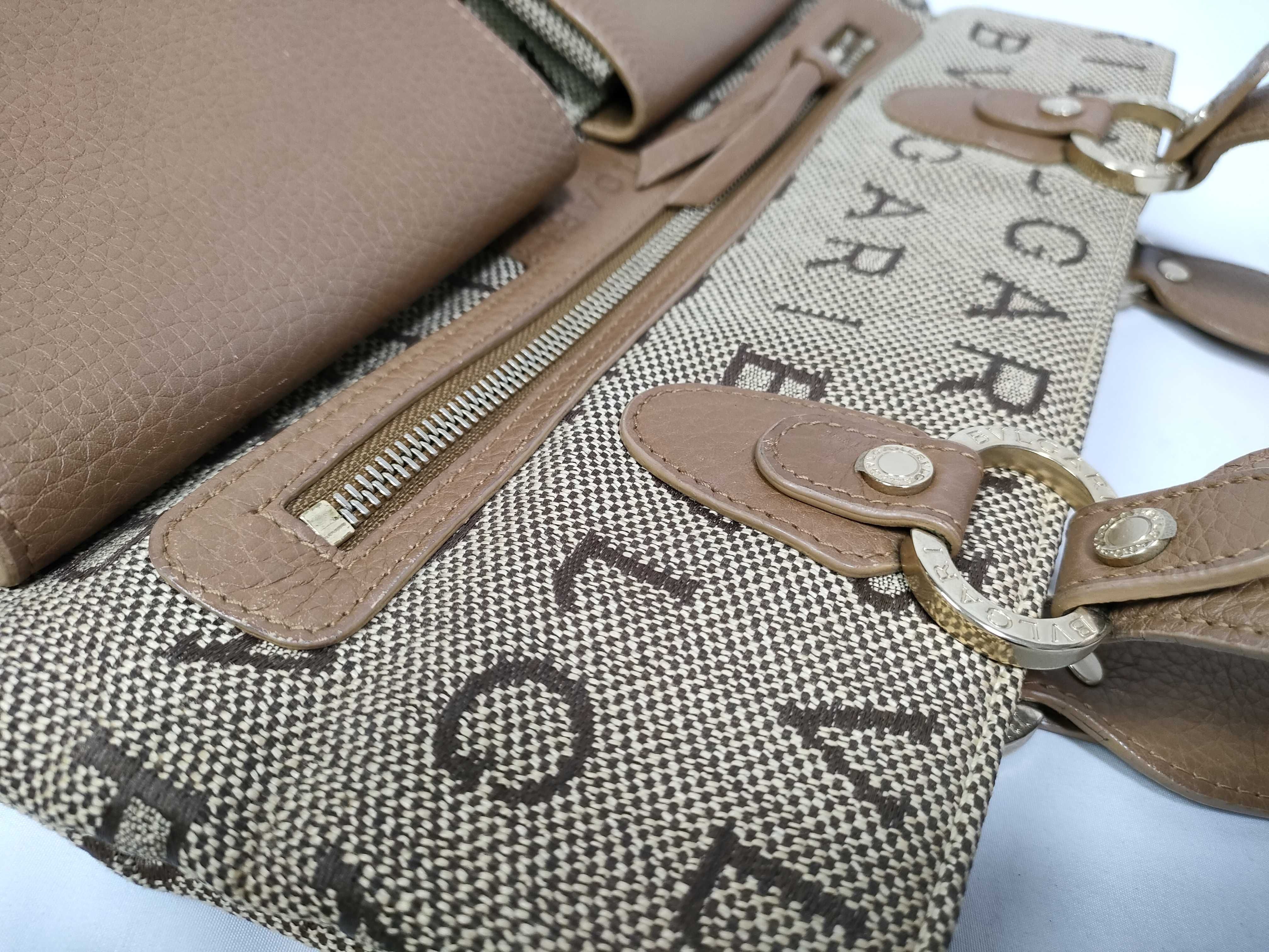 Logomania Maxi Letter Canvas Leather Tote Bag — view 11