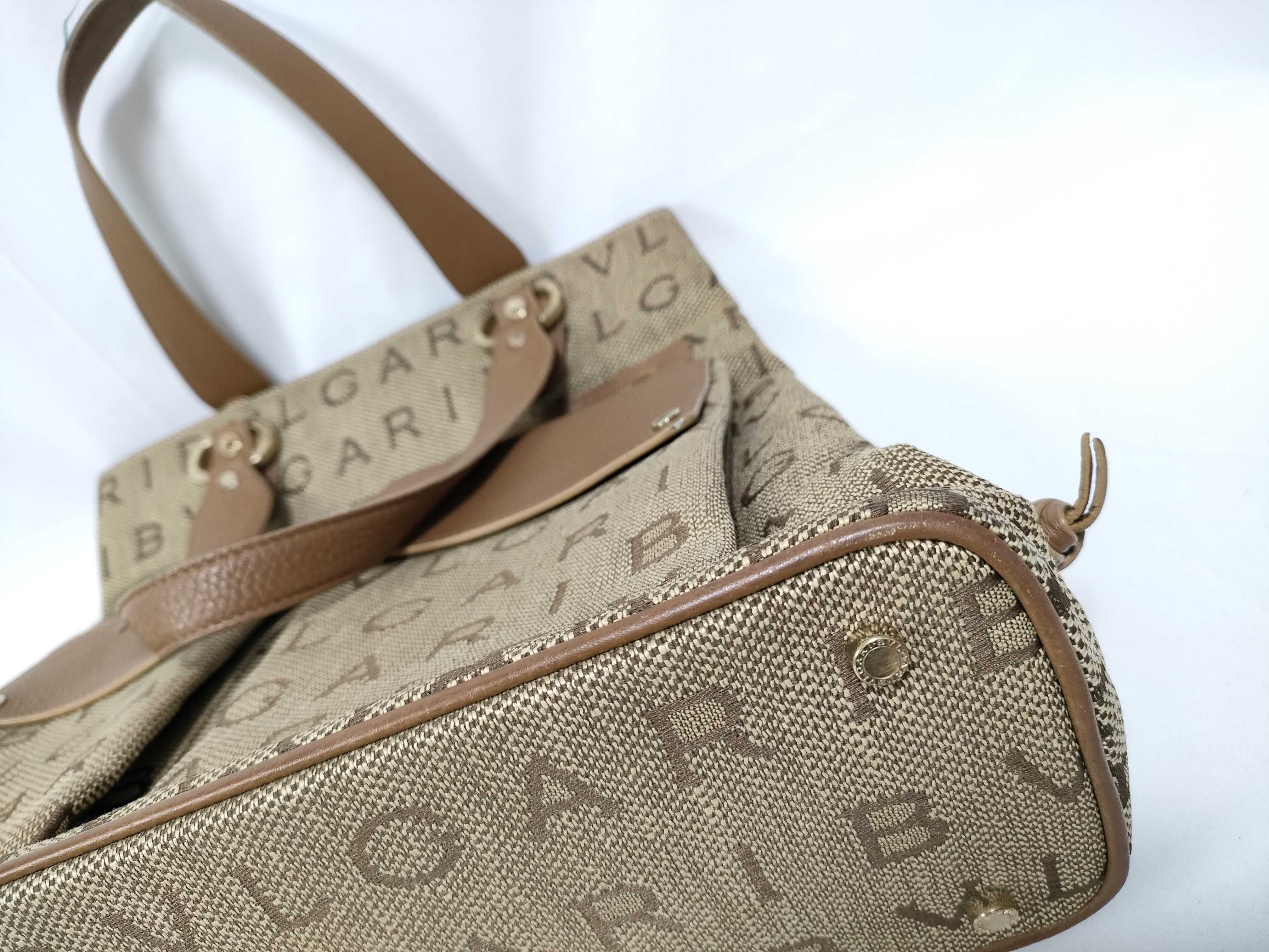 Logomania Maxi Letter Canvas Leather Tote Bag — view 4