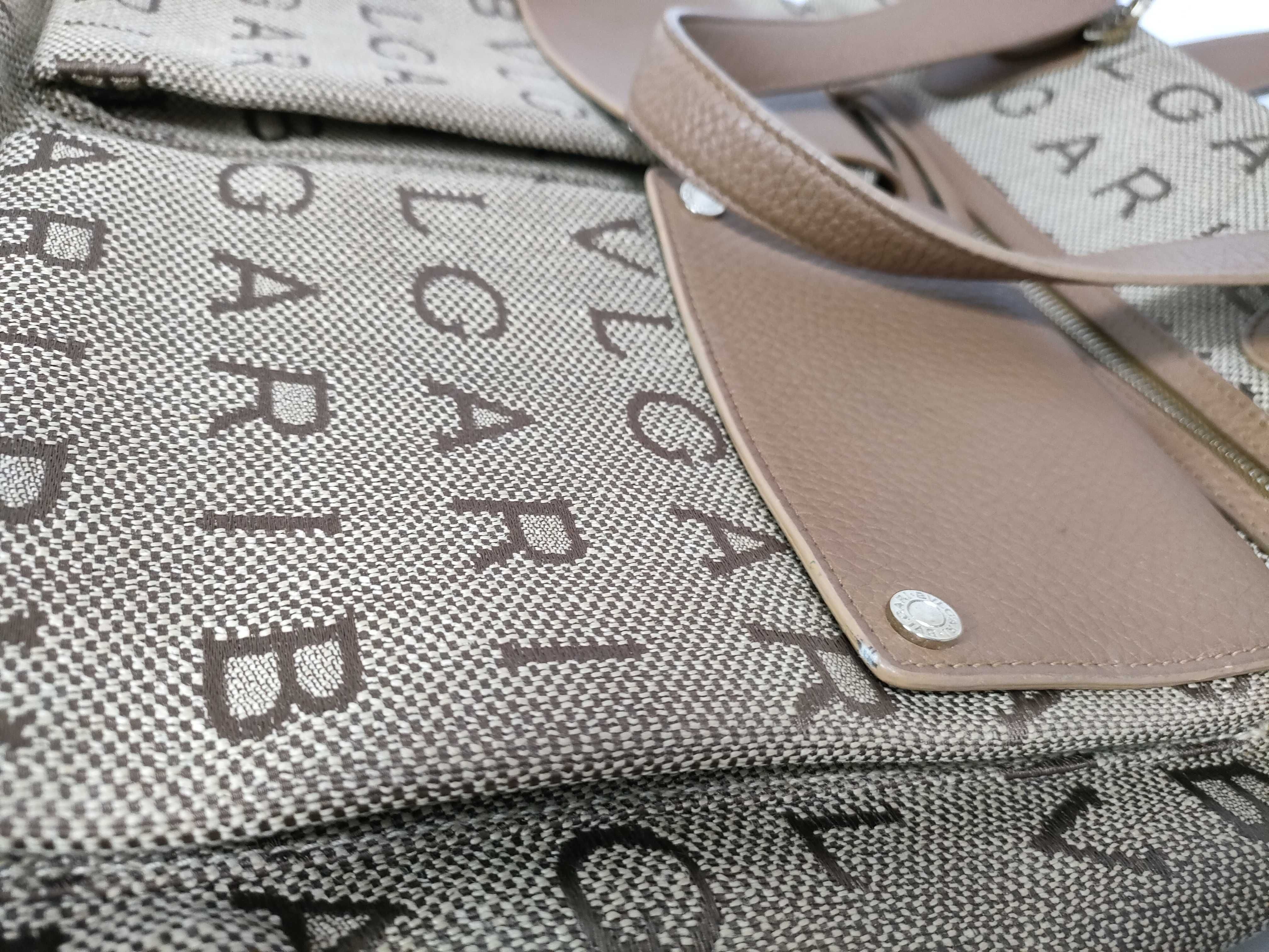 Logomania Maxi Letter Canvas Leather Tote Bag — view 6