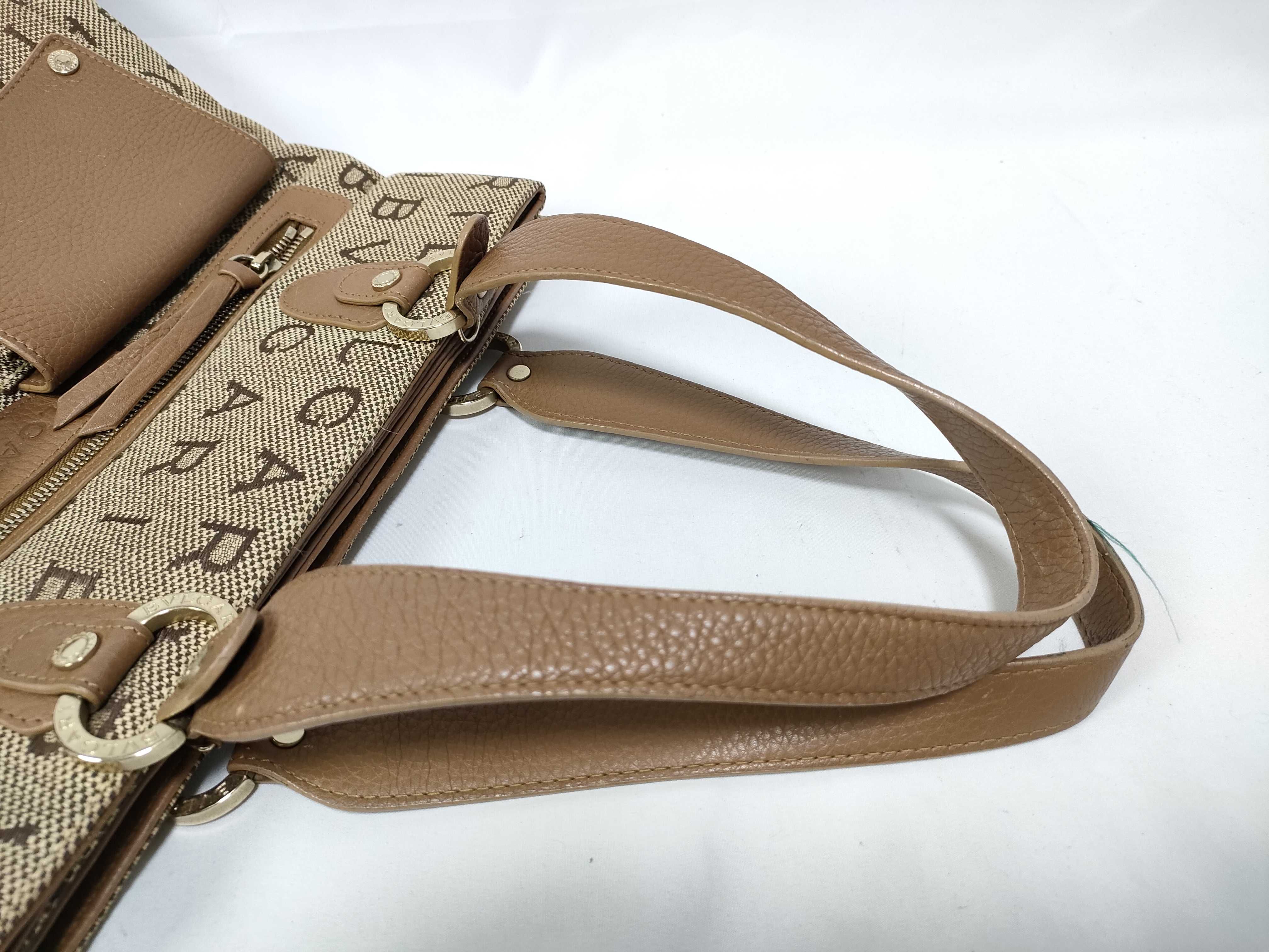 Logomania Maxi Letter Canvas Leather Tote Bag — view 9