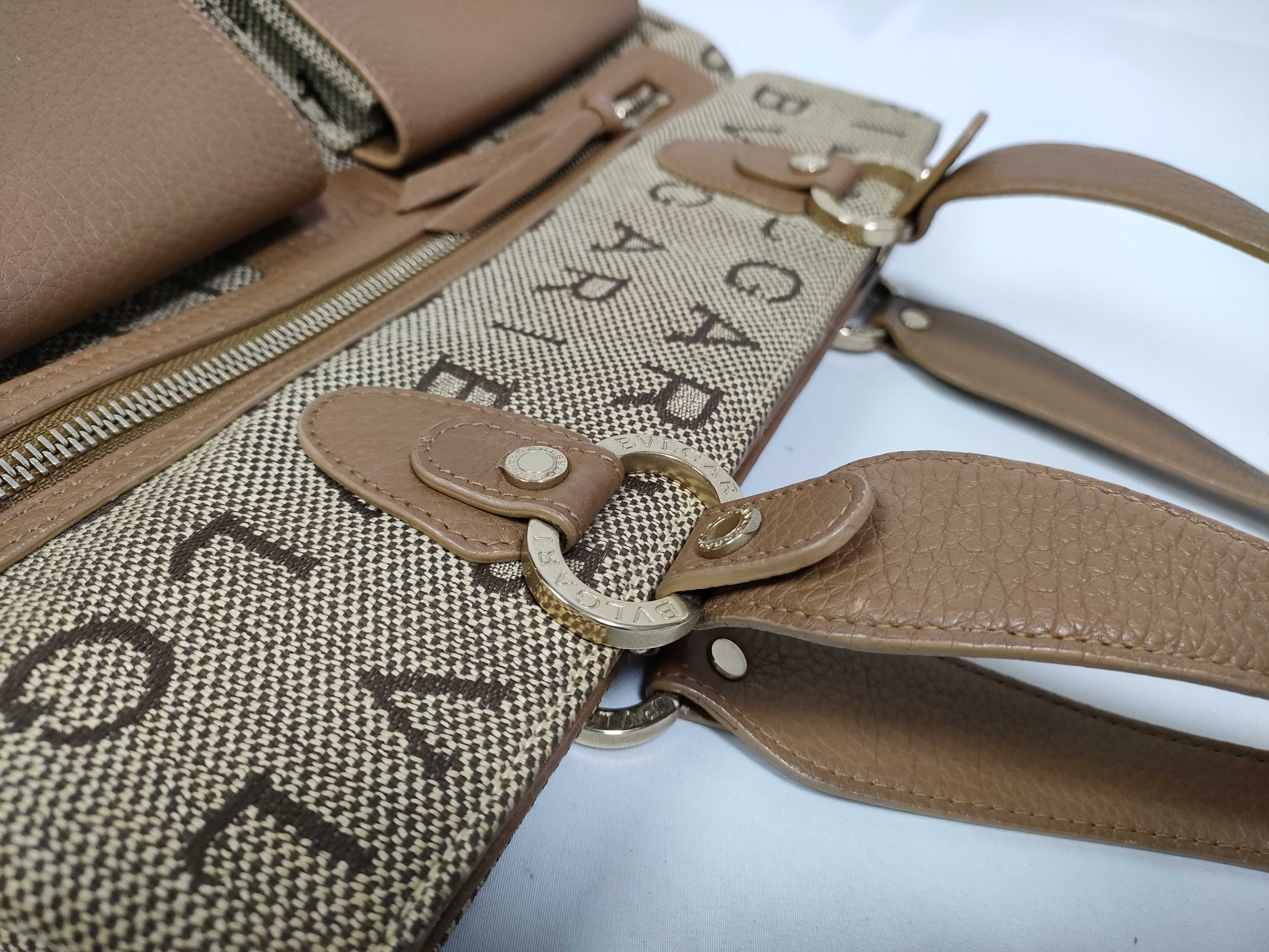 Logomania Maxi Letter Canvas Leather Tote Bag — view 10