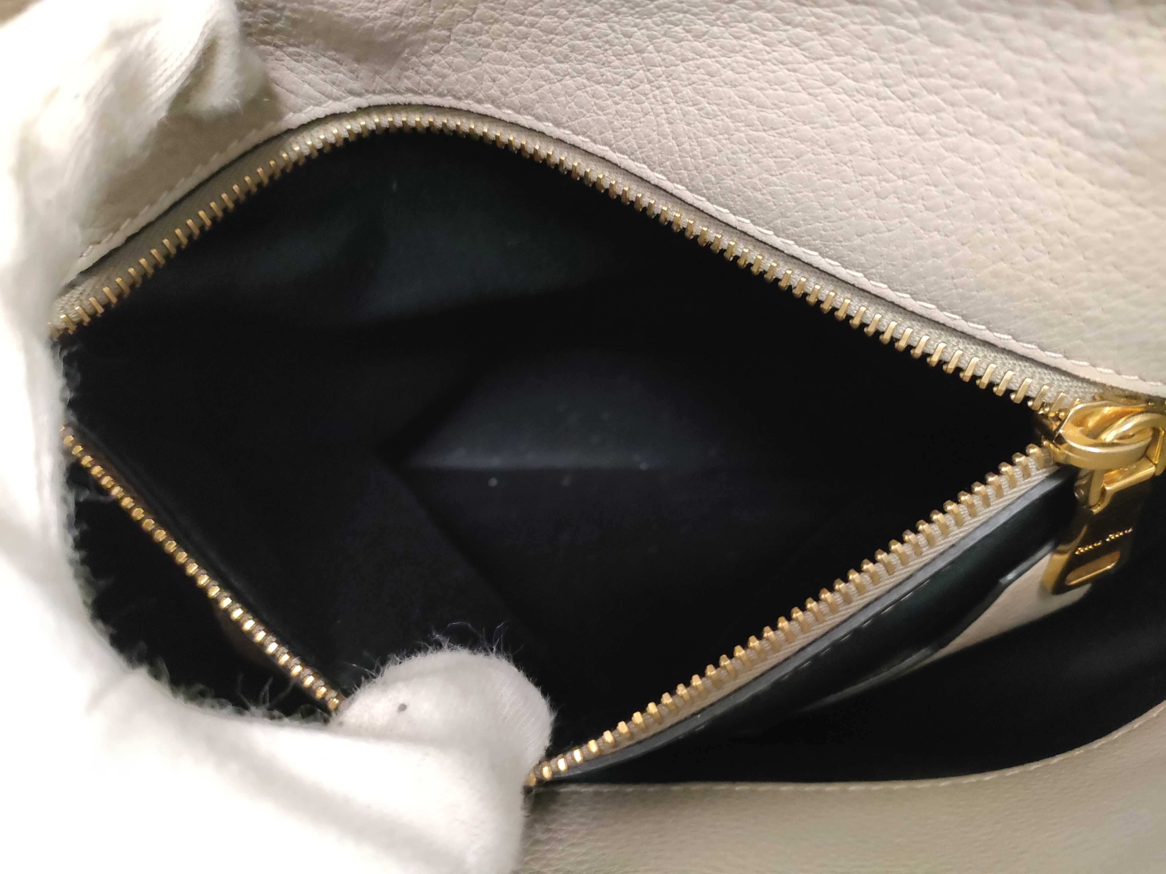 Leather Shoulder Bag, Beige — view 11