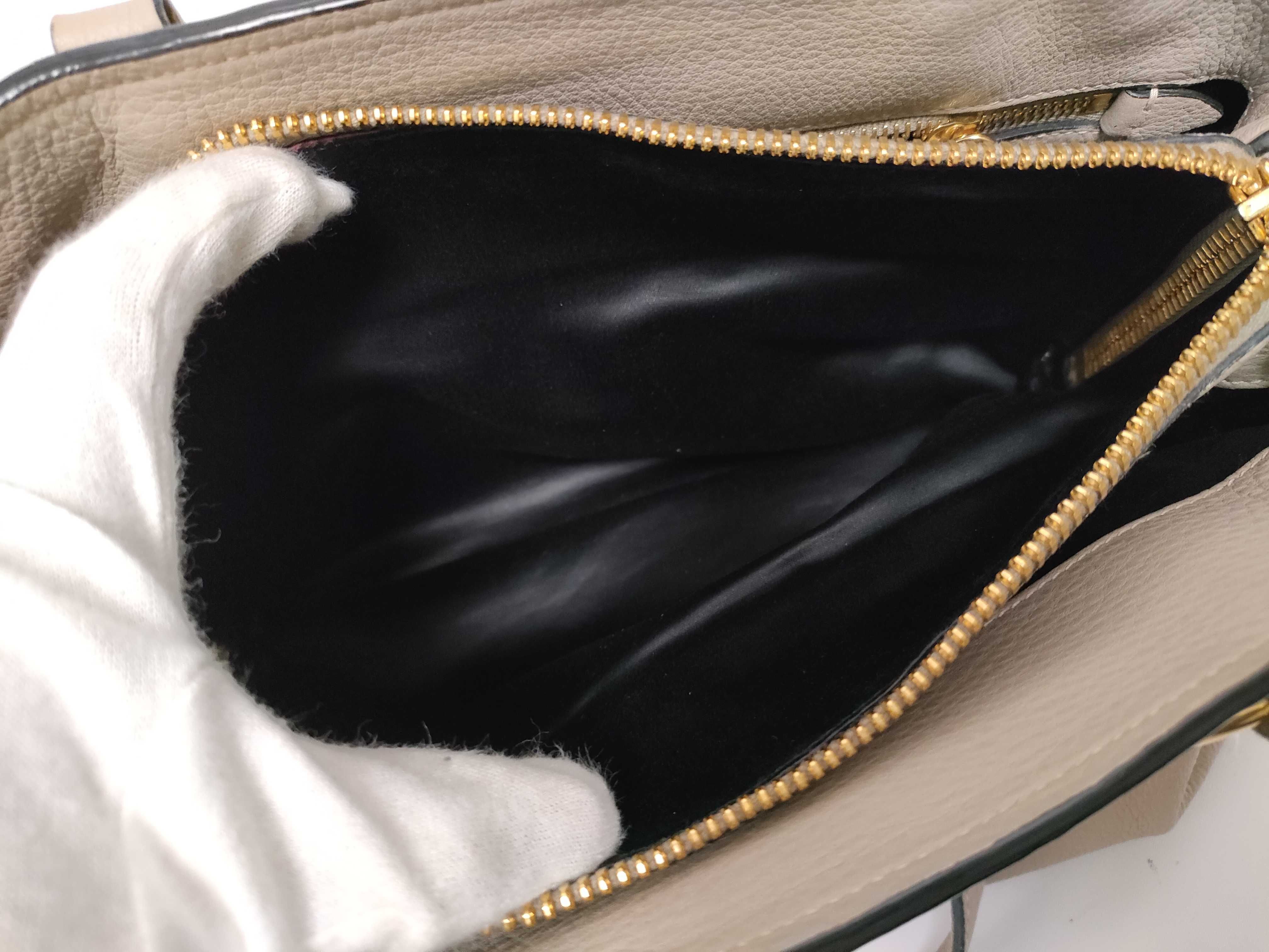 Leather Shoulder Bag, Beige — view 12