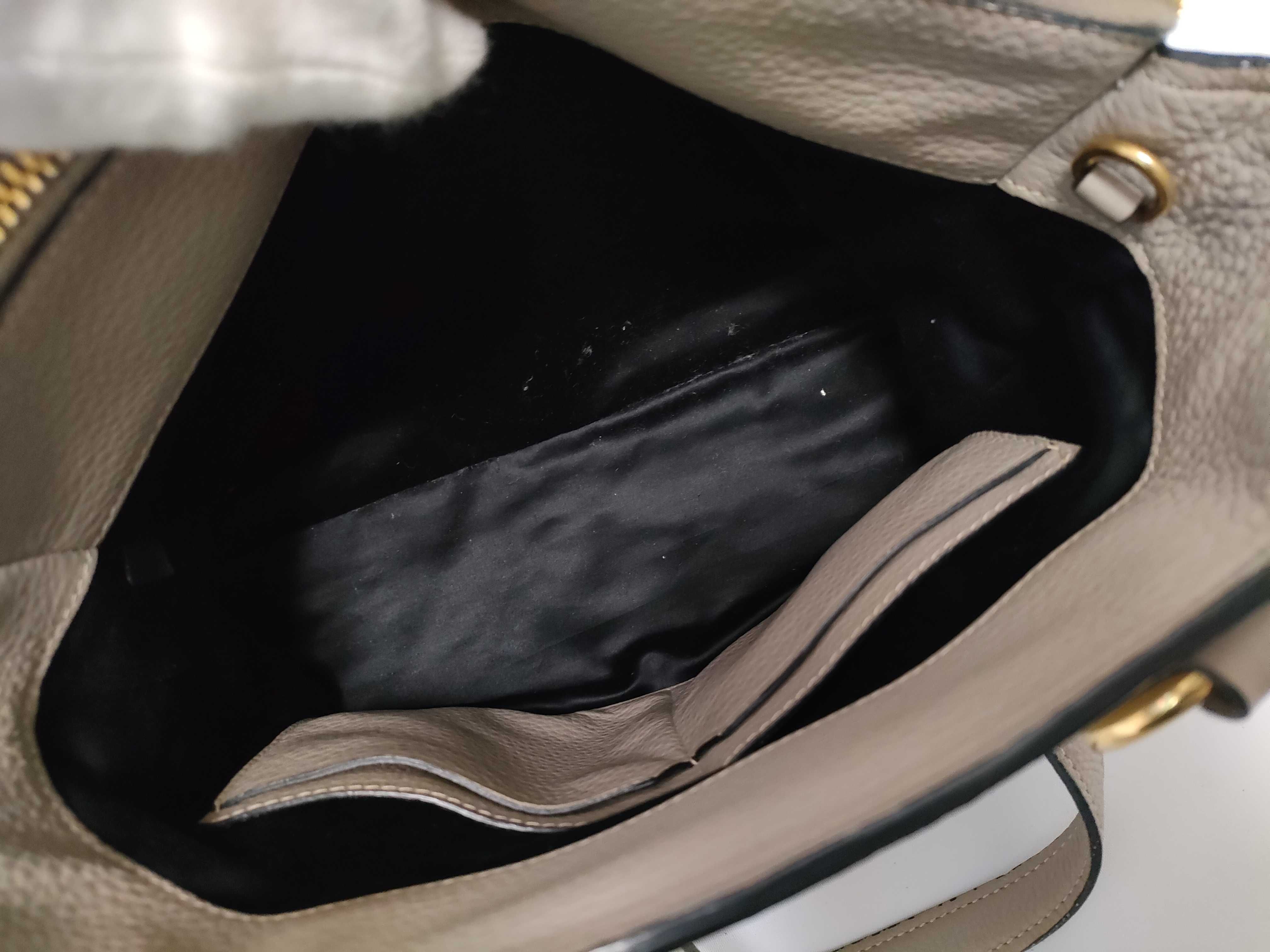 Leather Shoulder Bag, Beige — view 14