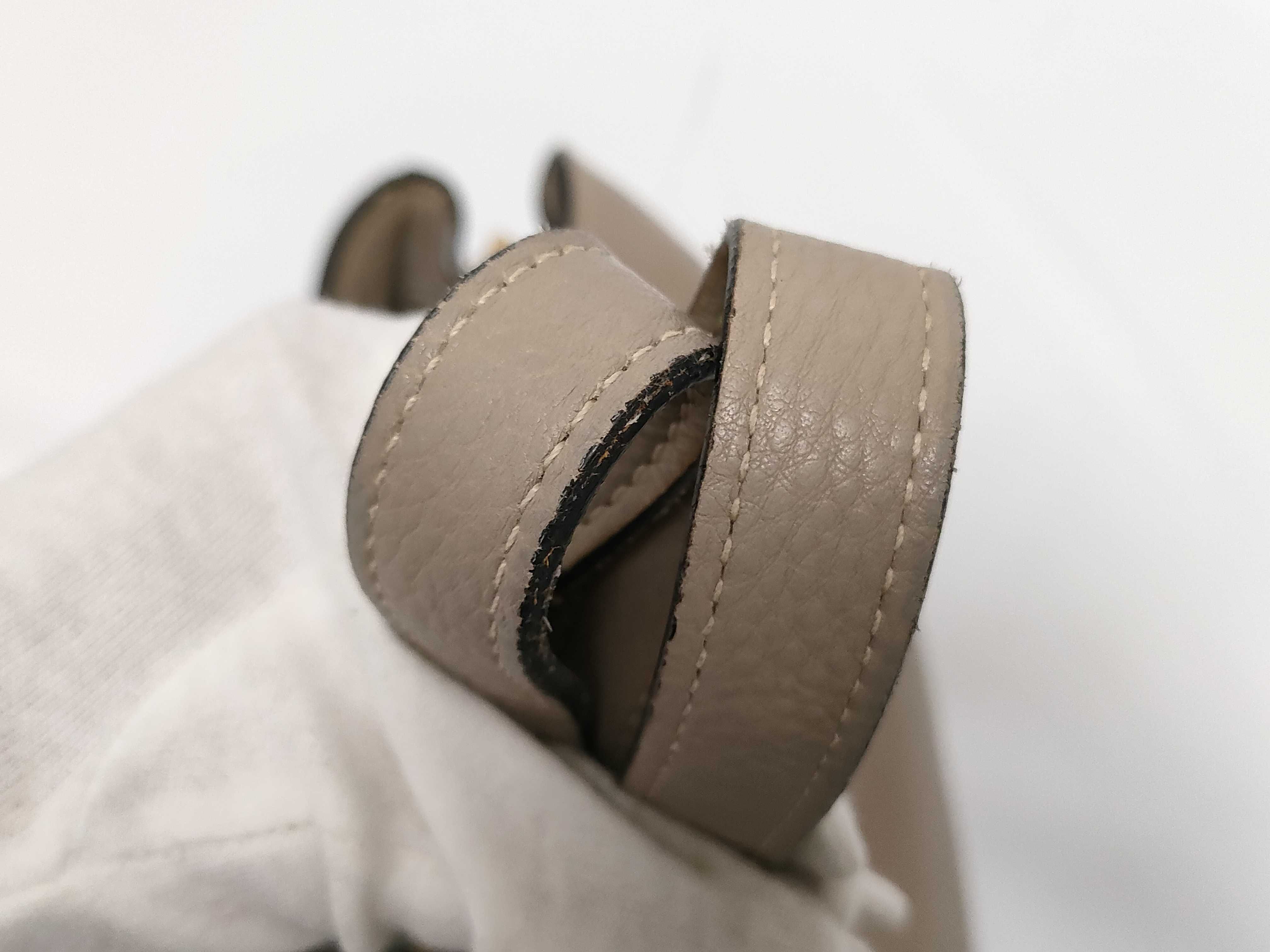 Leather Shoulder Bag, Beige — view 3