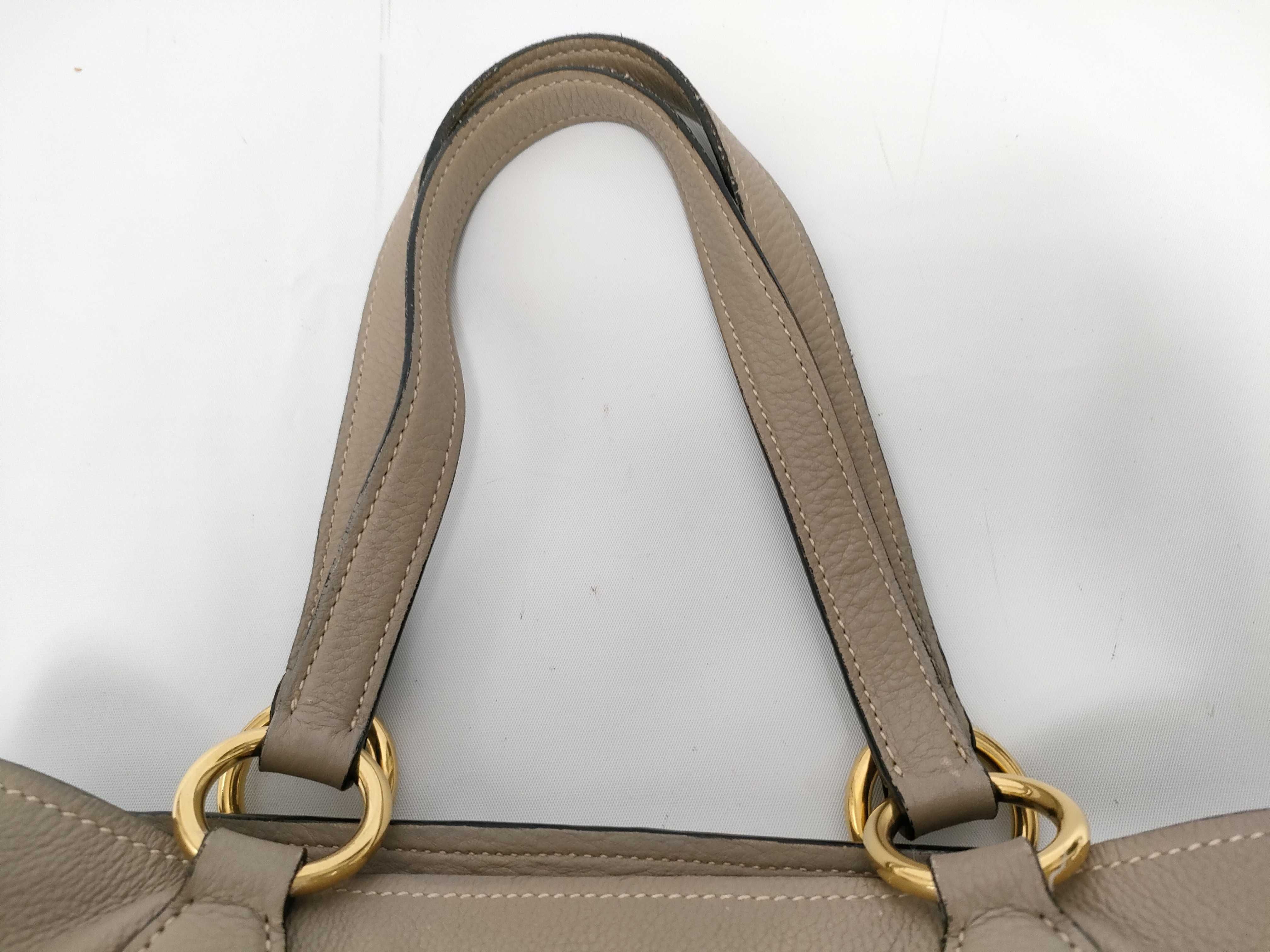 Leather Shoulder Bag, Beige — view 4