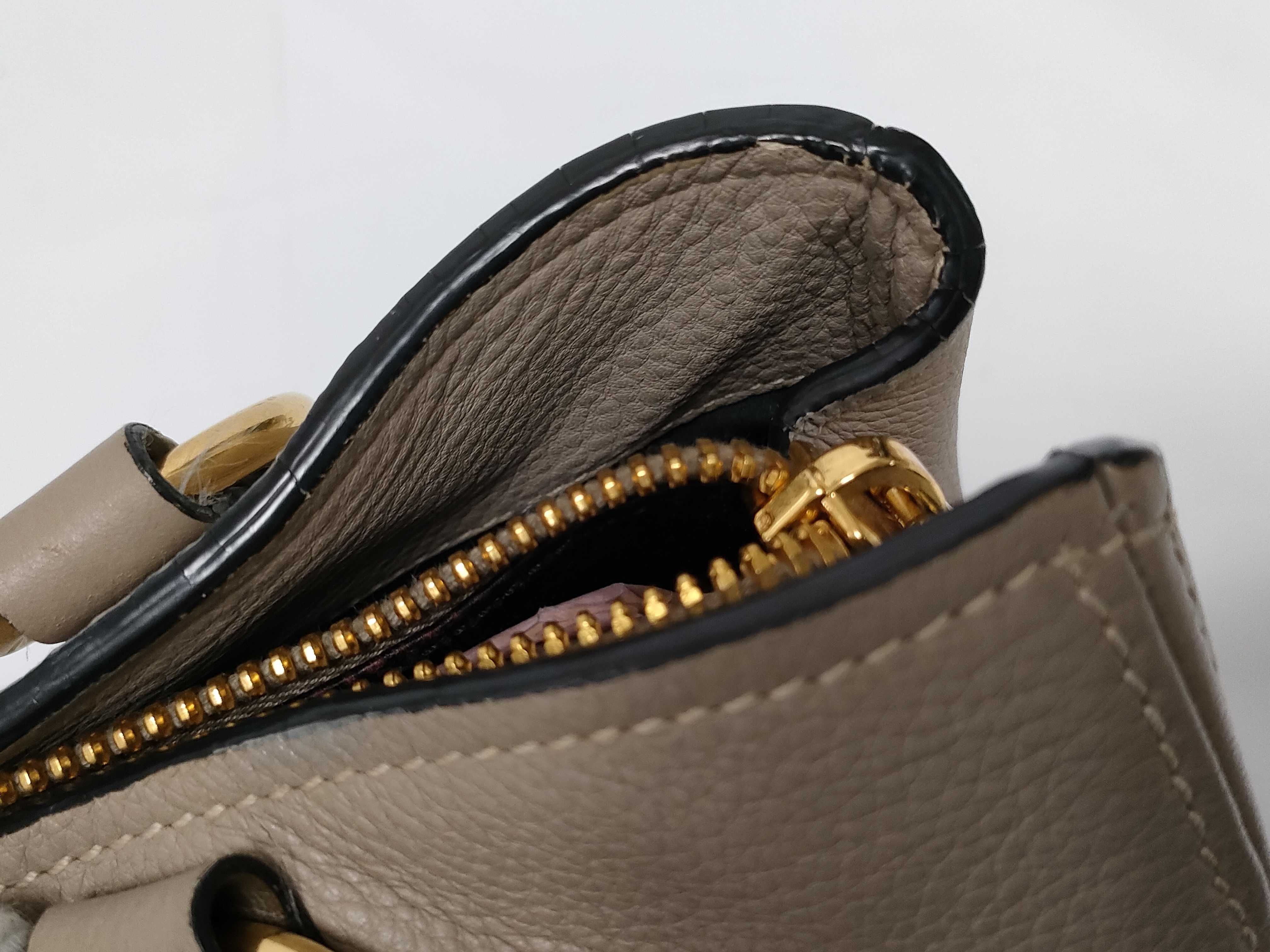 Leather Shoulder Bag, Beige — view 6