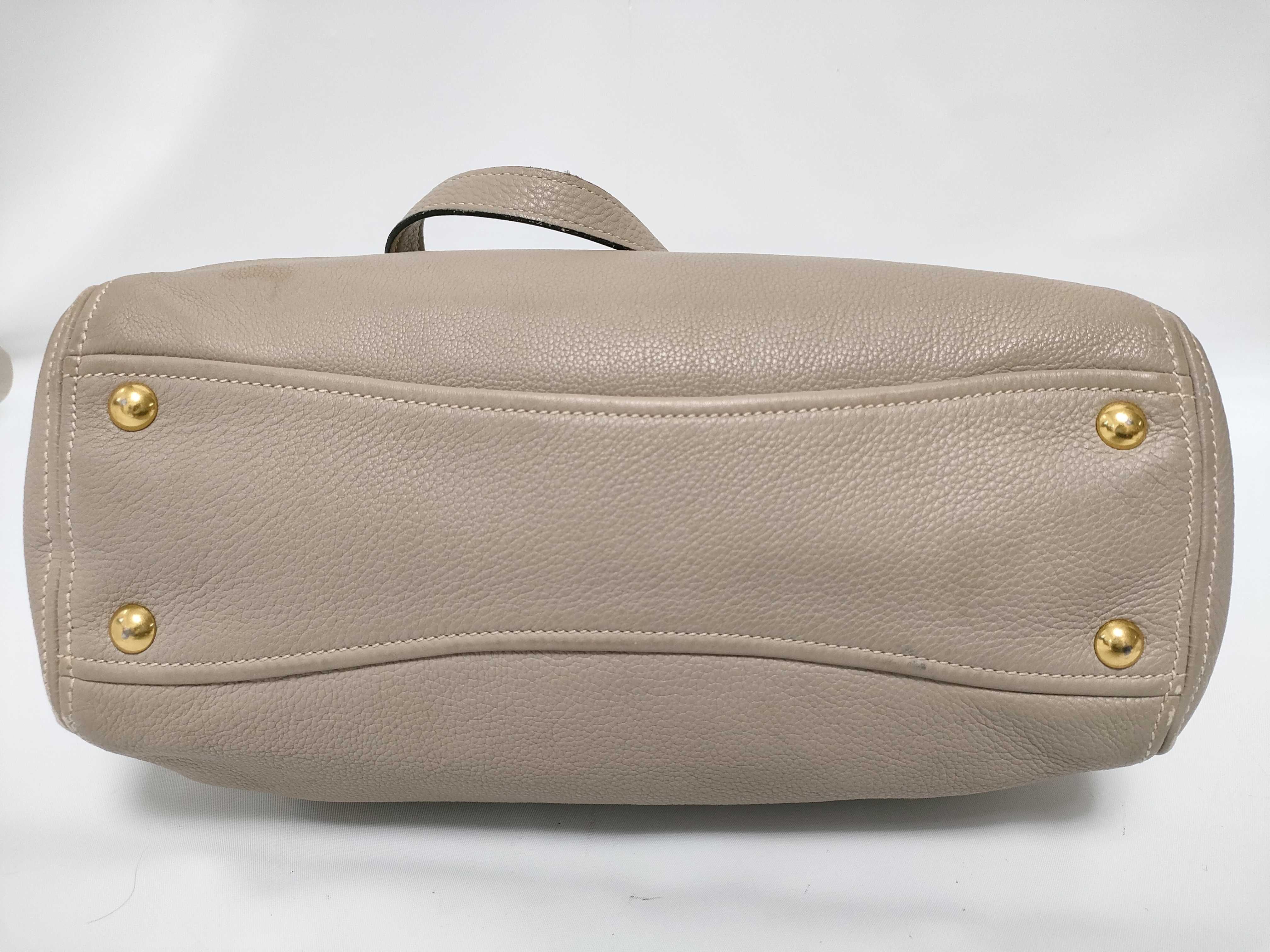 Leather Shoulder Bag, Beige — view 7