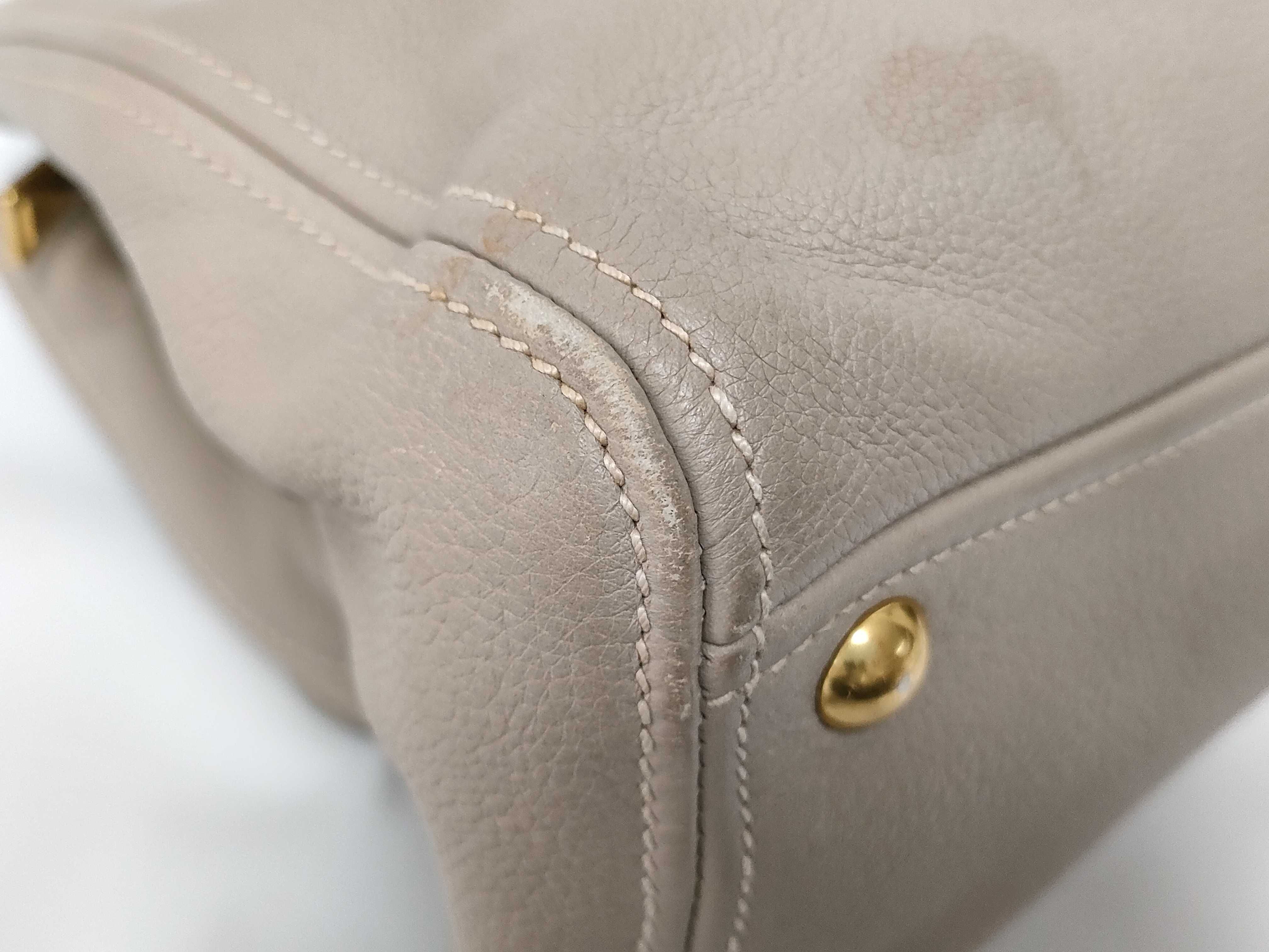 Leather Shoulder Bag, Beige — view 8