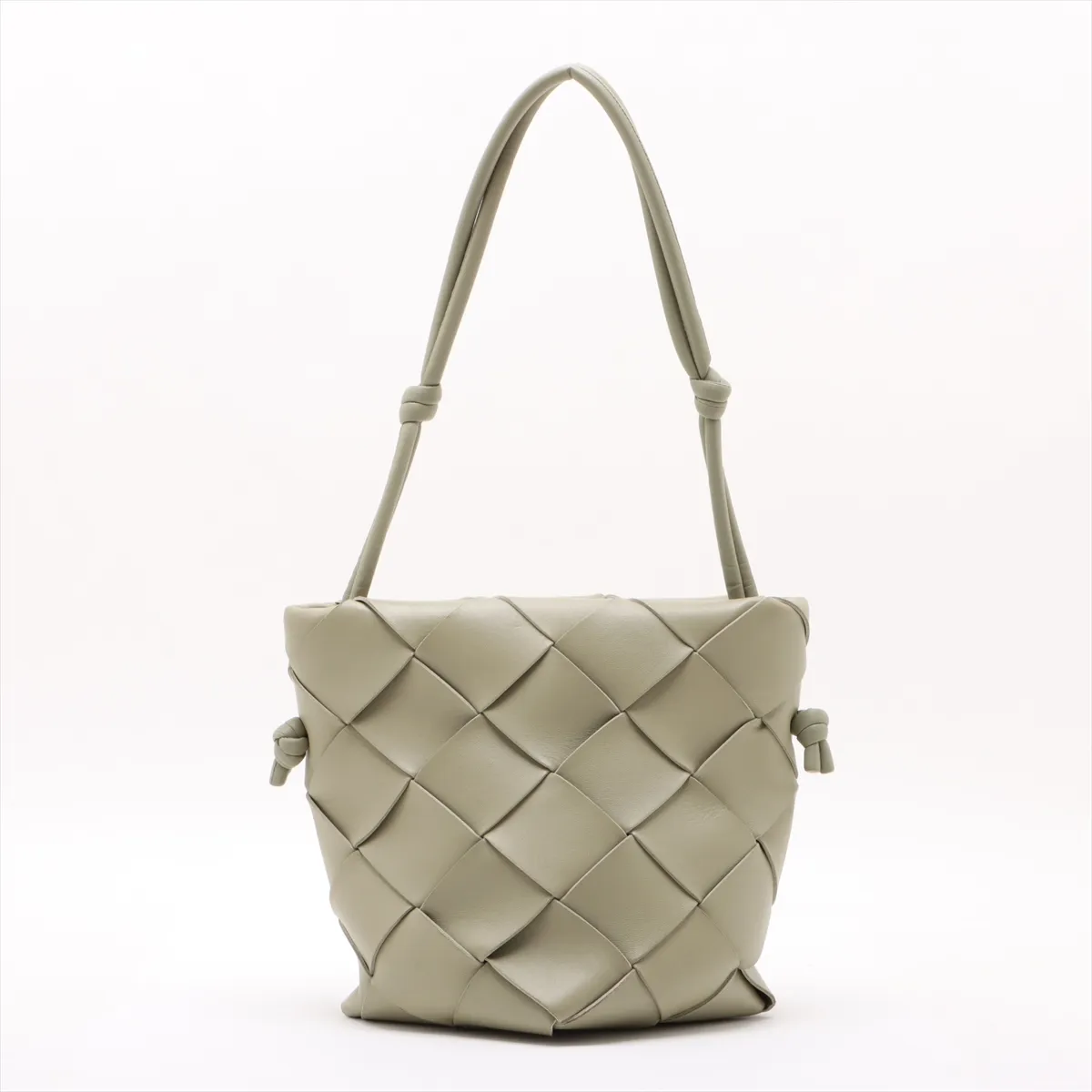 Maxi Intrecciato Leather Shoulder Bag Green — view 2