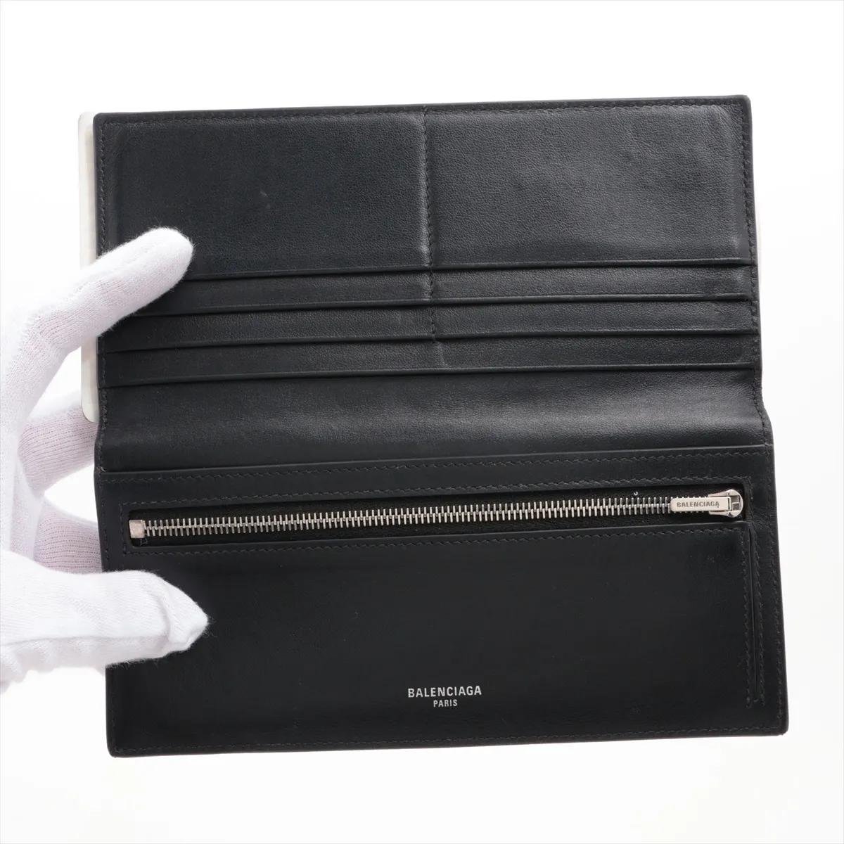 Passport Long Wallet 1 Ticket Leather Long Wallet Black — view 3