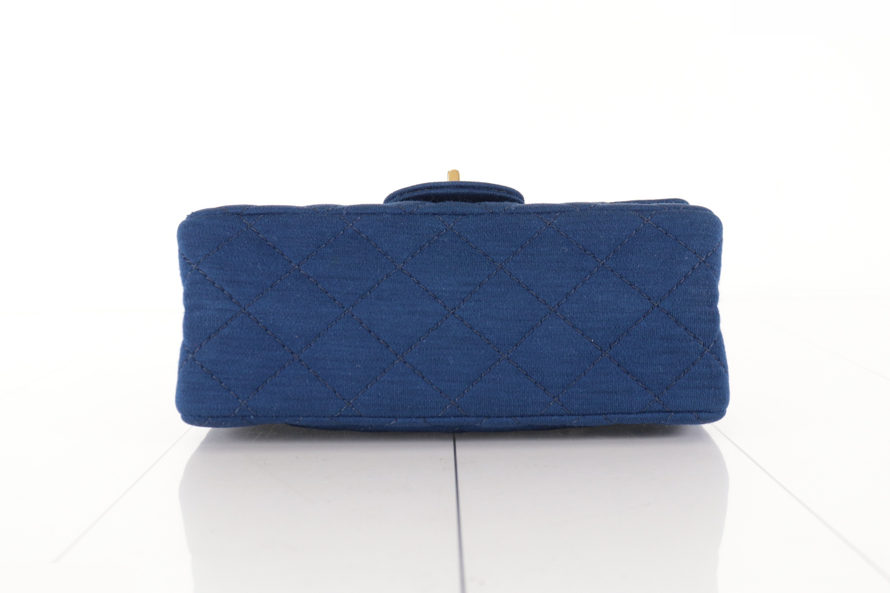 Double flap cotton chain shoulder bag, navy, 20s series. — view 6