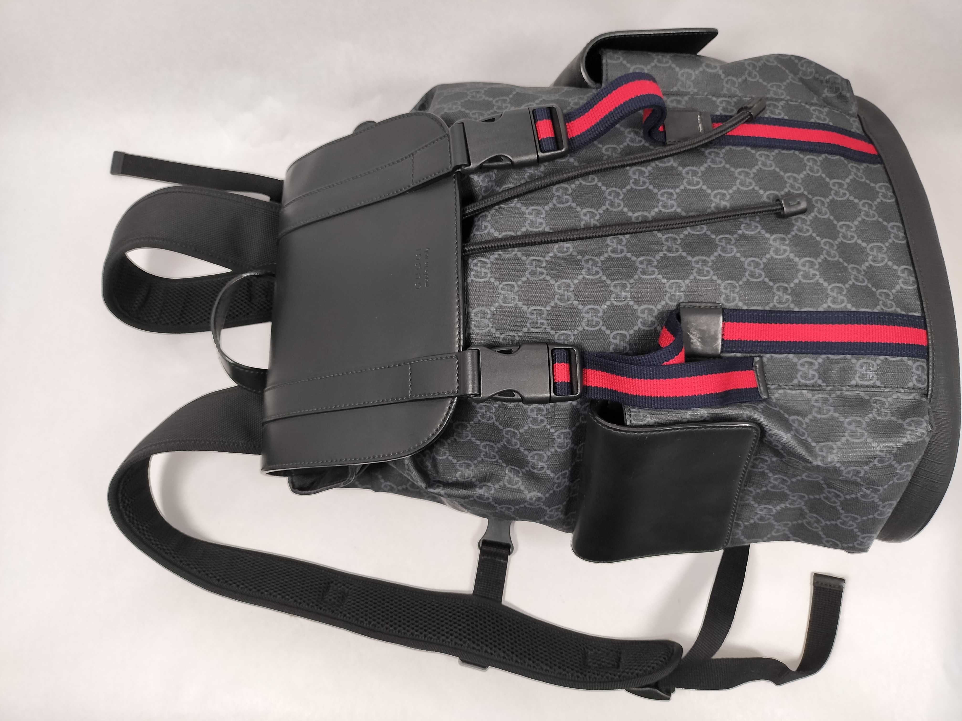GG Supreme PVC x Leather Backpack/Rucksack, Black, 495563 — view 3