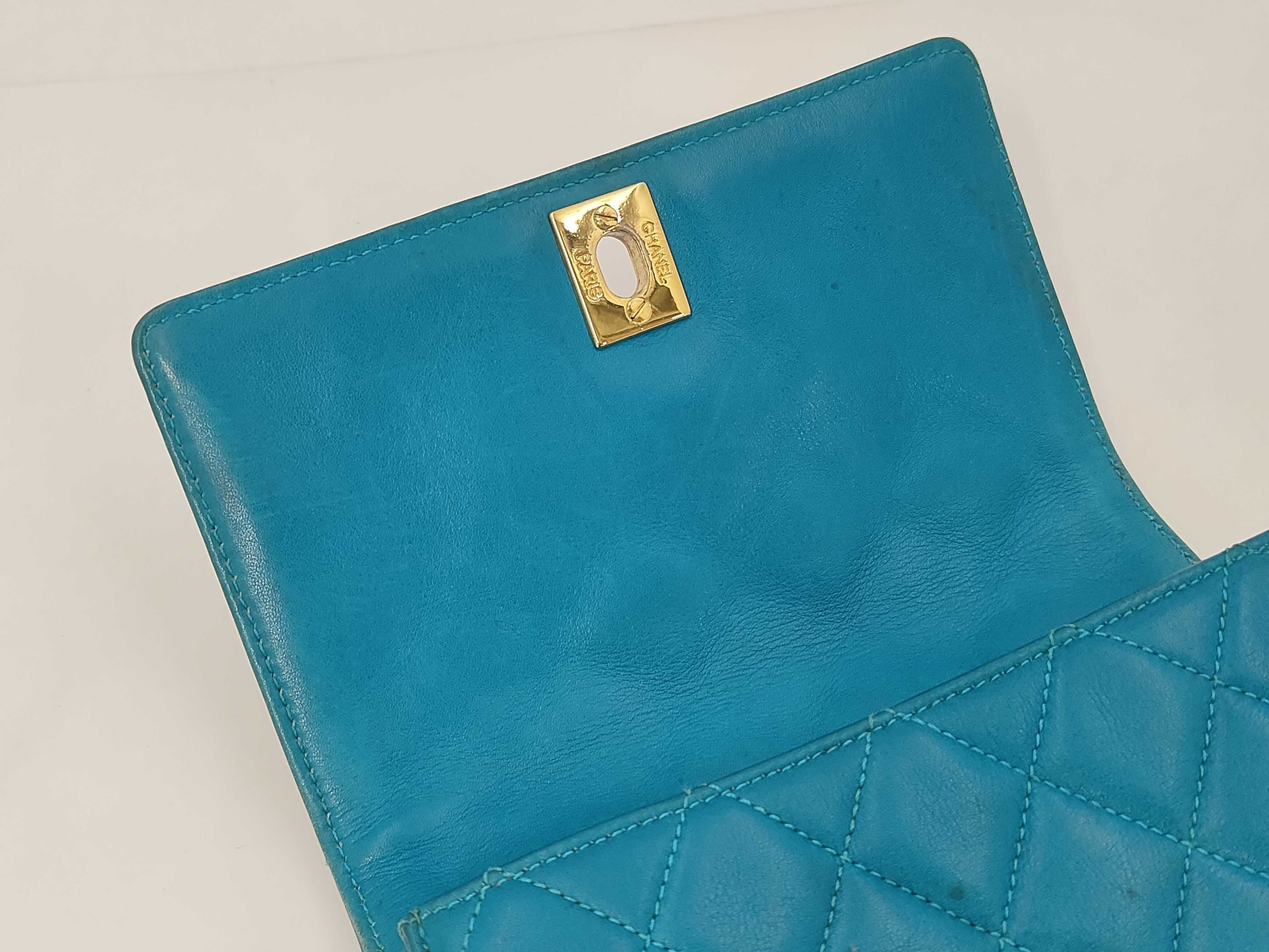 Matelassé Lambskin Waist Pouch, Blue with Gold Hardware, Shoulder Bag — view 11