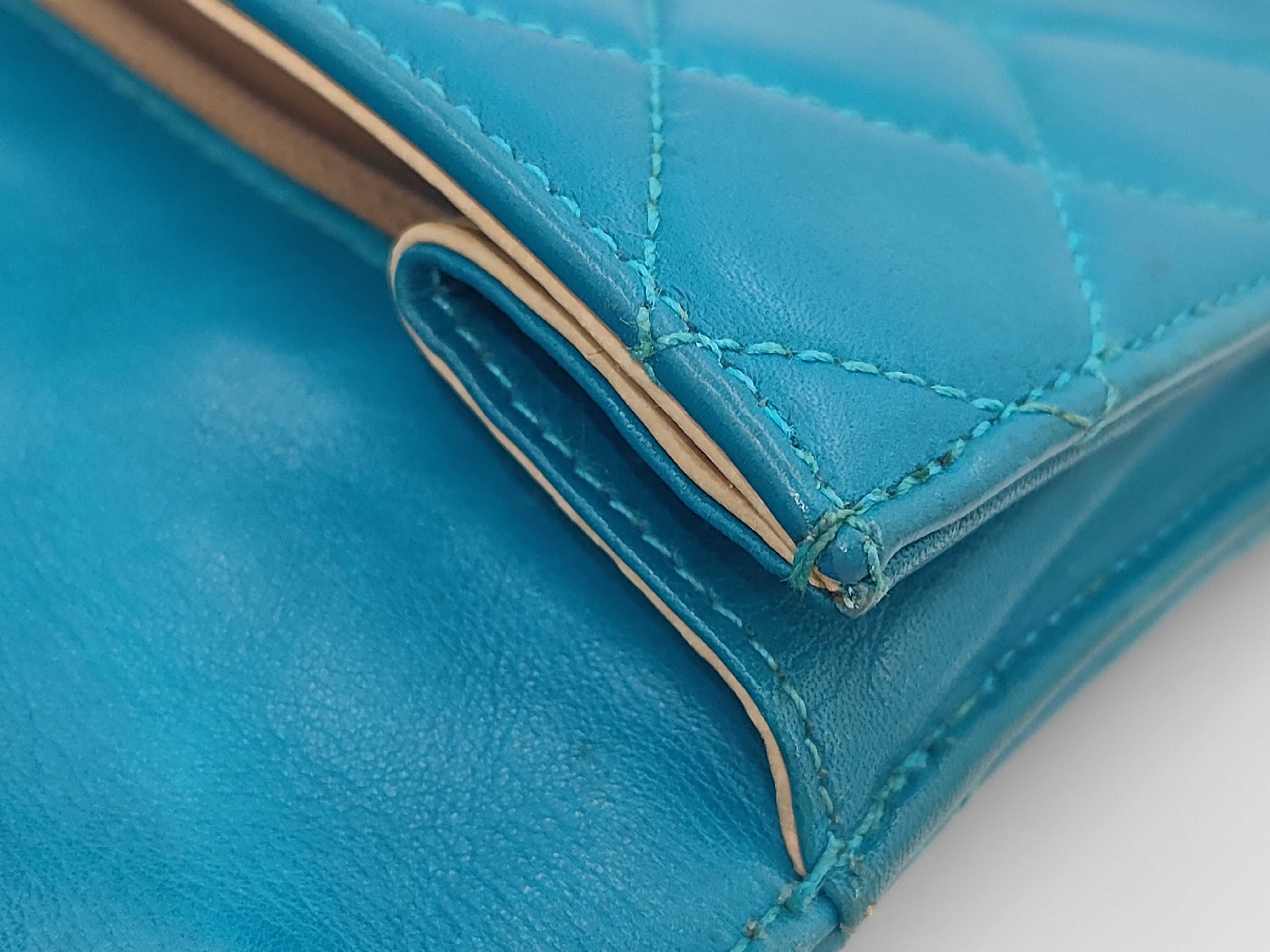 Matelassé Lambskin Waist Pouch, Blue with Gold Hardware, Shoulder Bag — view 12