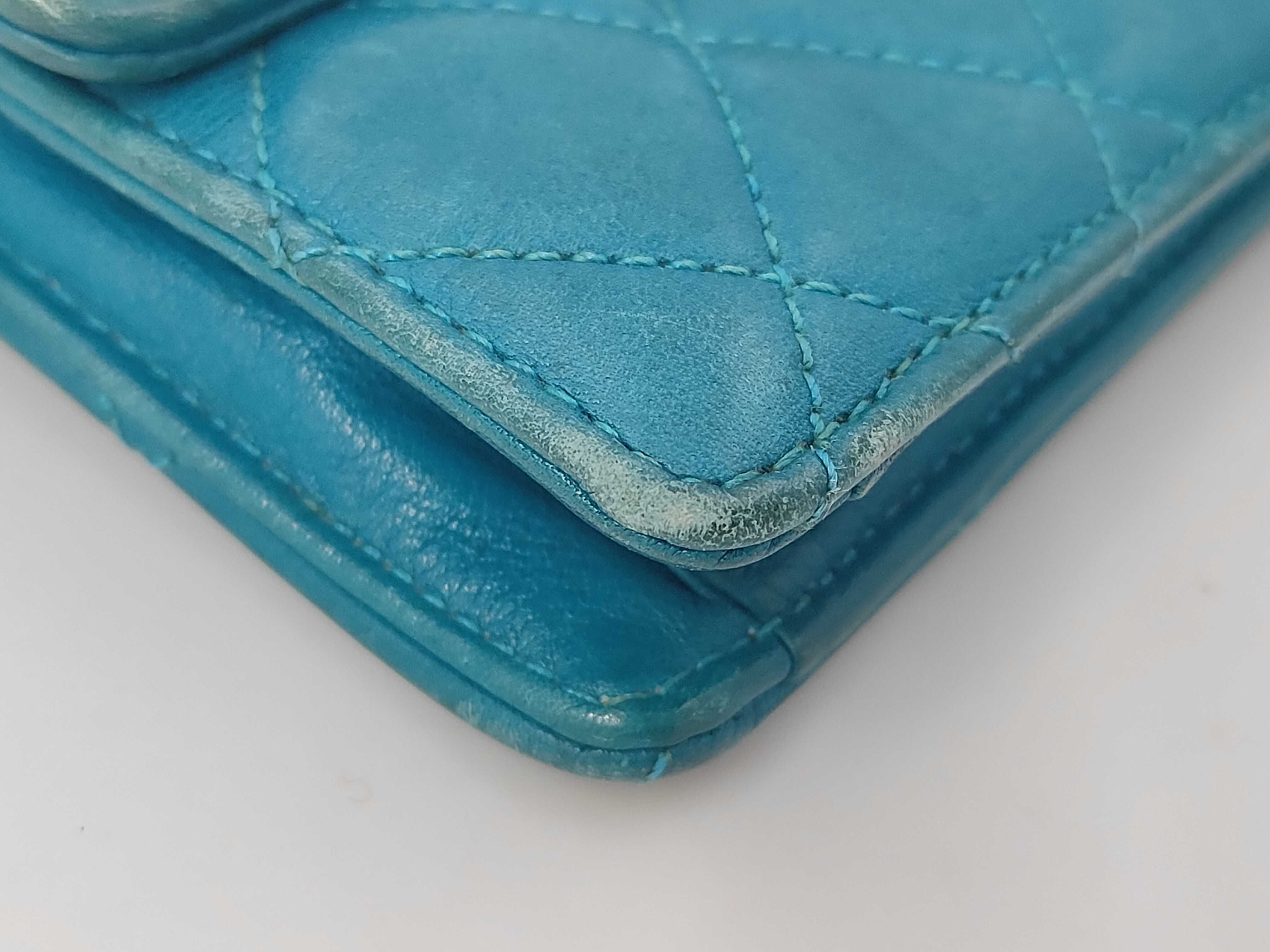Matelassé Lambskin Waist Pouch, Blue with Gold Hardware, Shoulder Bag — view 3