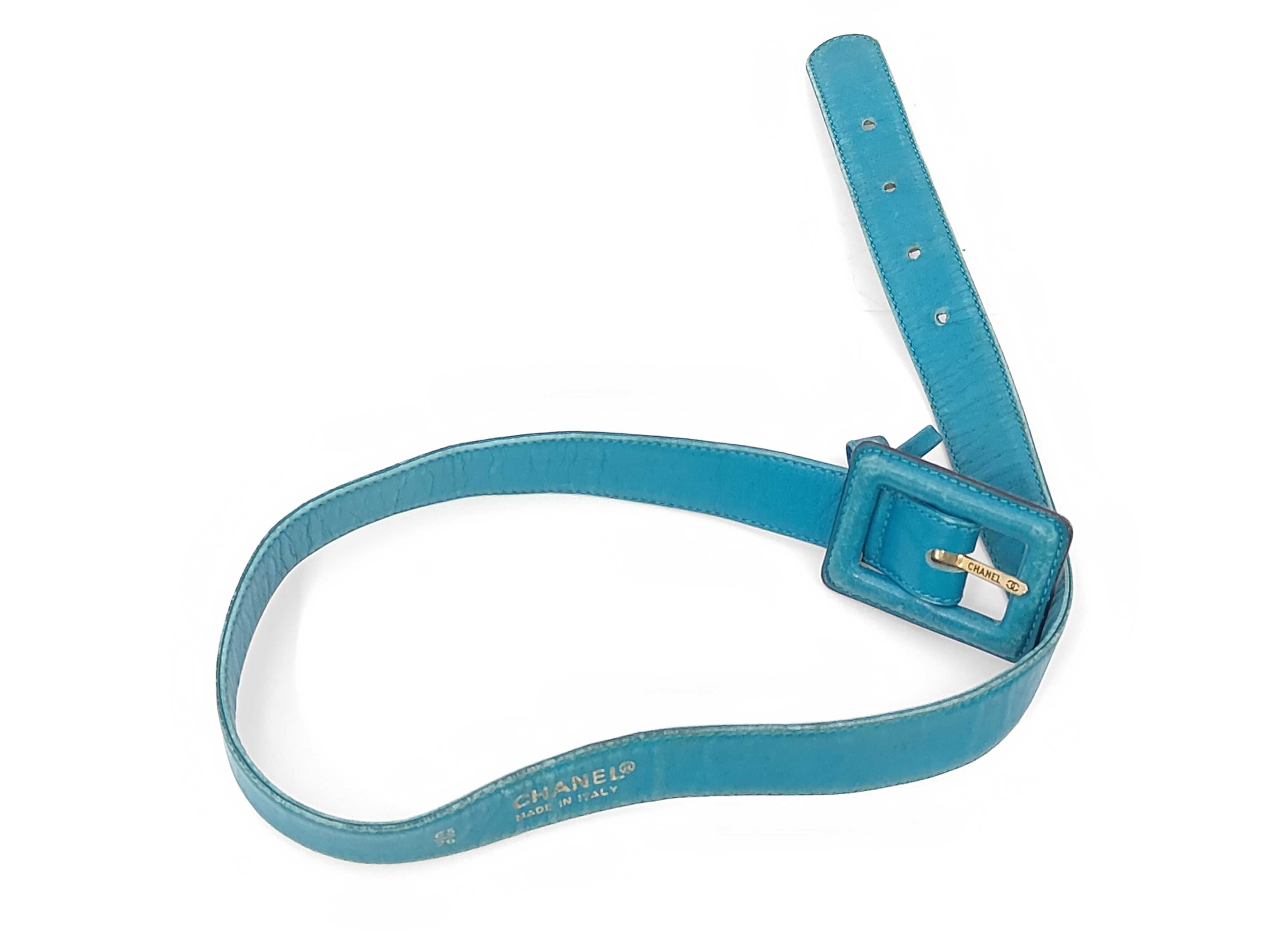 Matelassé Lambskin Waist Pouch, Blue with Gold Hardware, Shoulder Bag — view 6