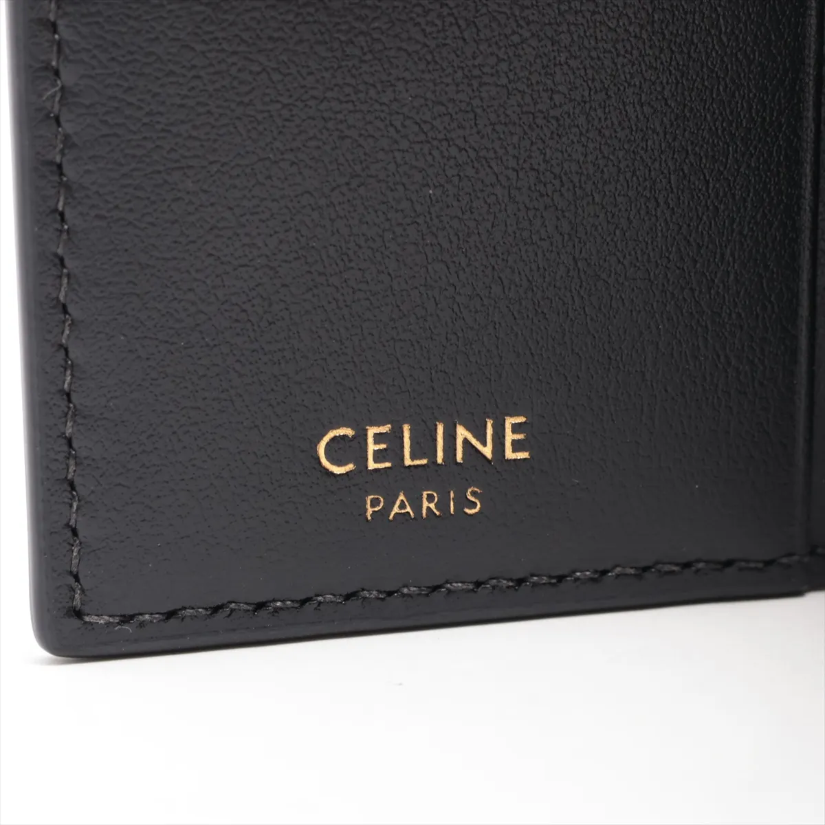 Triomphe Leather Card Case, Black — view 4