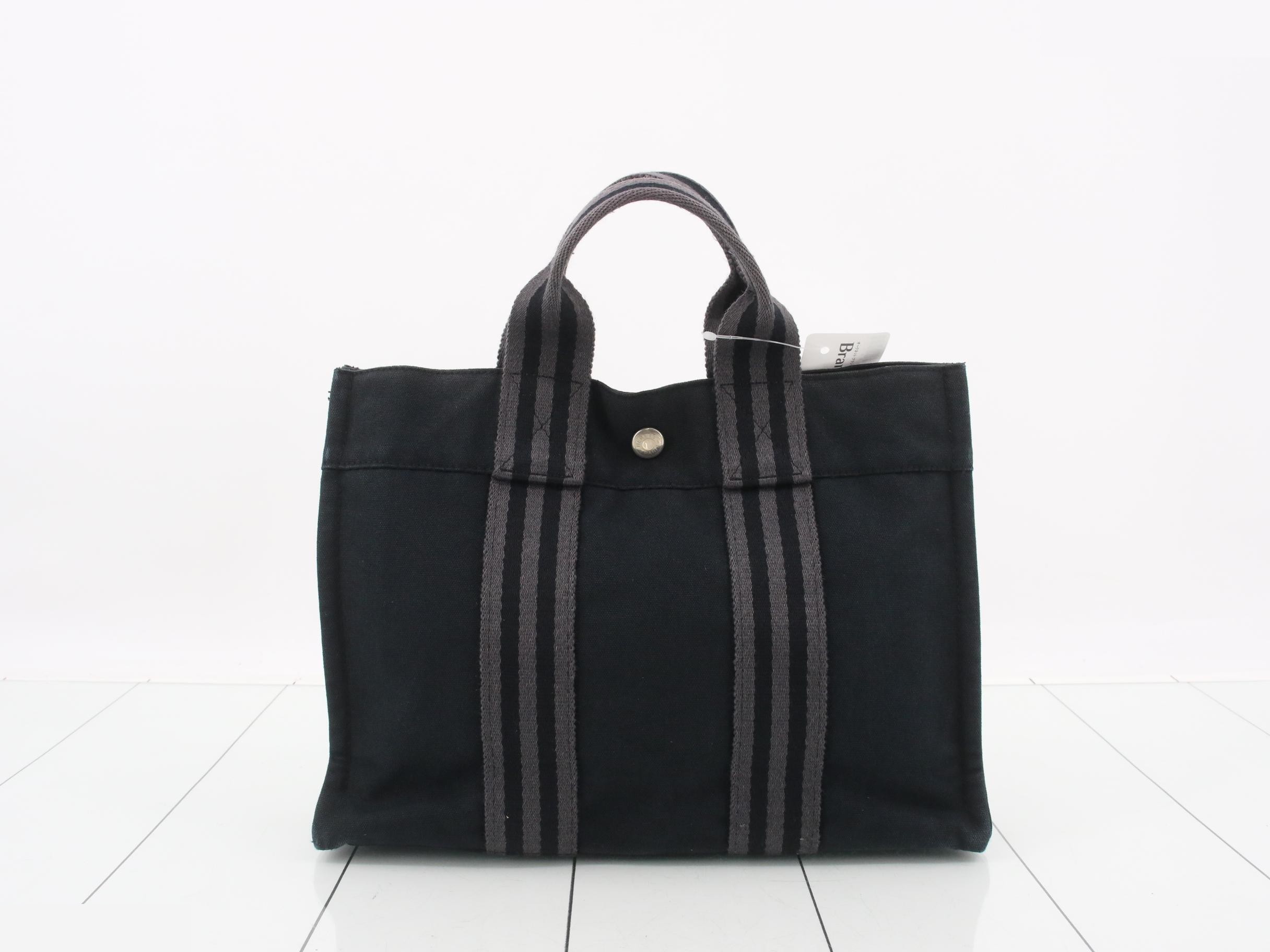 Foolto PM Tote Bag, Canvas, Black x Gray — view 2