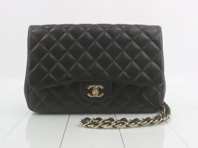 Large Matelassé 30 Lambskin Turnlock Double Chain Shoulder Bag