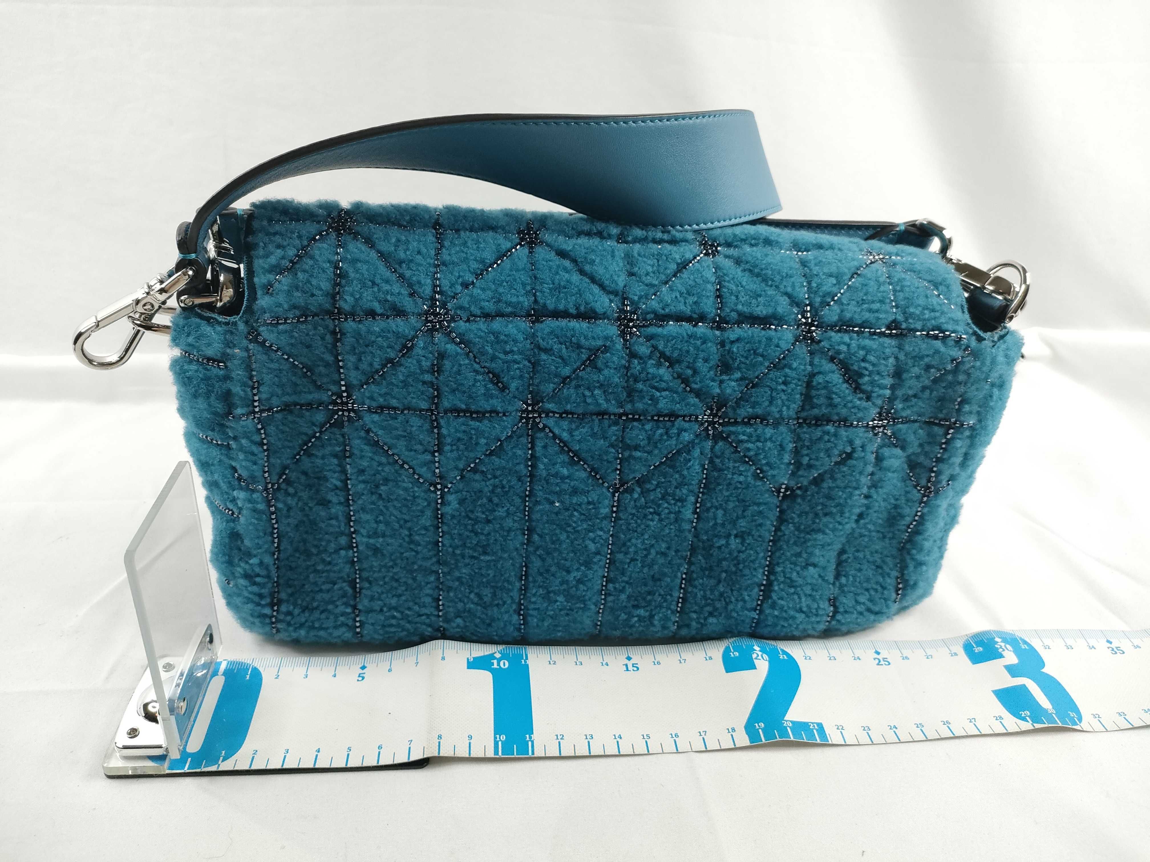 Fur x Beads x Leather 2-Way Shoulder Bag, Blue, 8BR796 (Shoulder Bag) — view 2