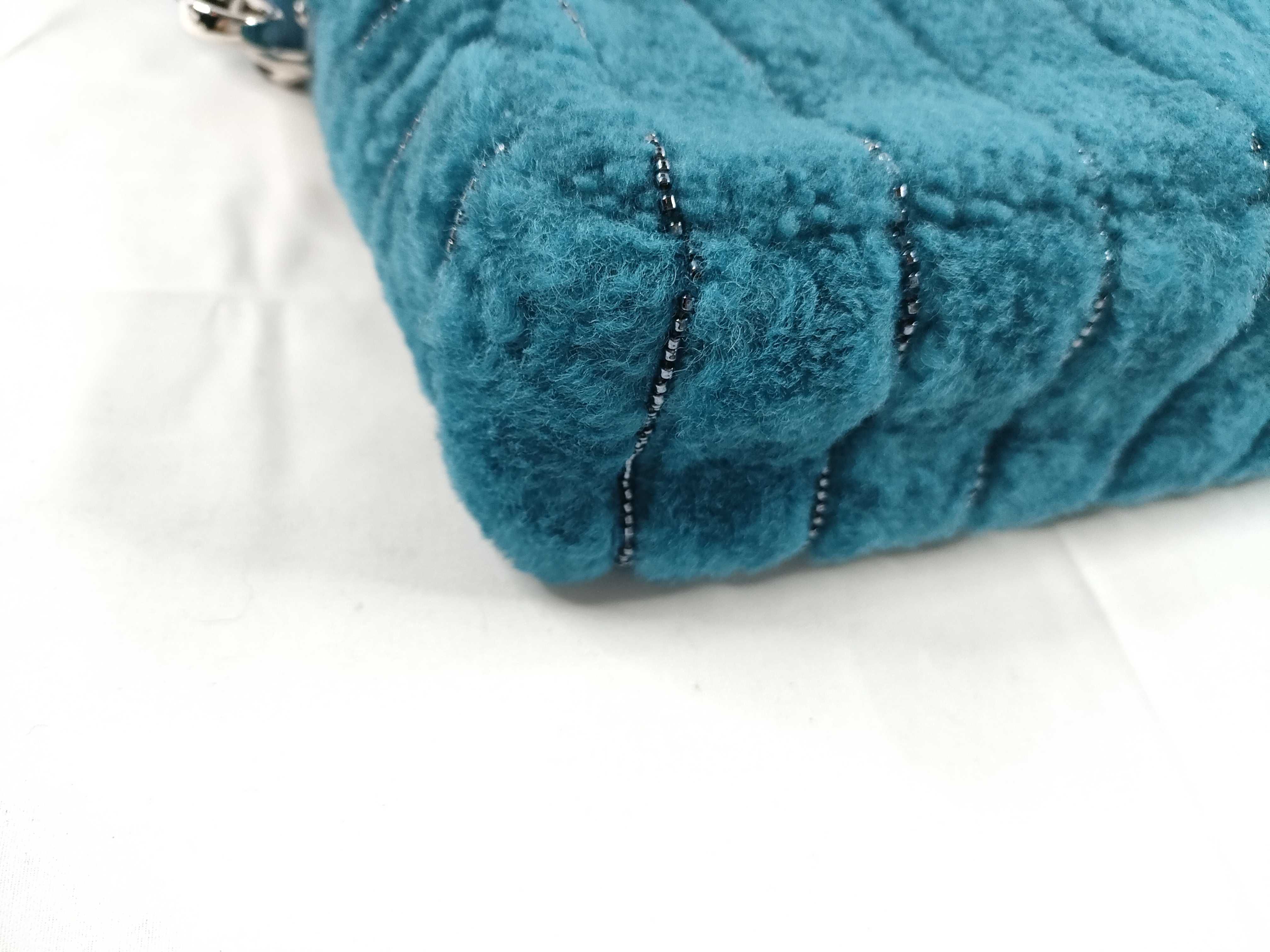 Fur x Beads x Leather 2-Way Shoulder Bag, Blue, 8BR796 (Shoulder Bag) — view 3