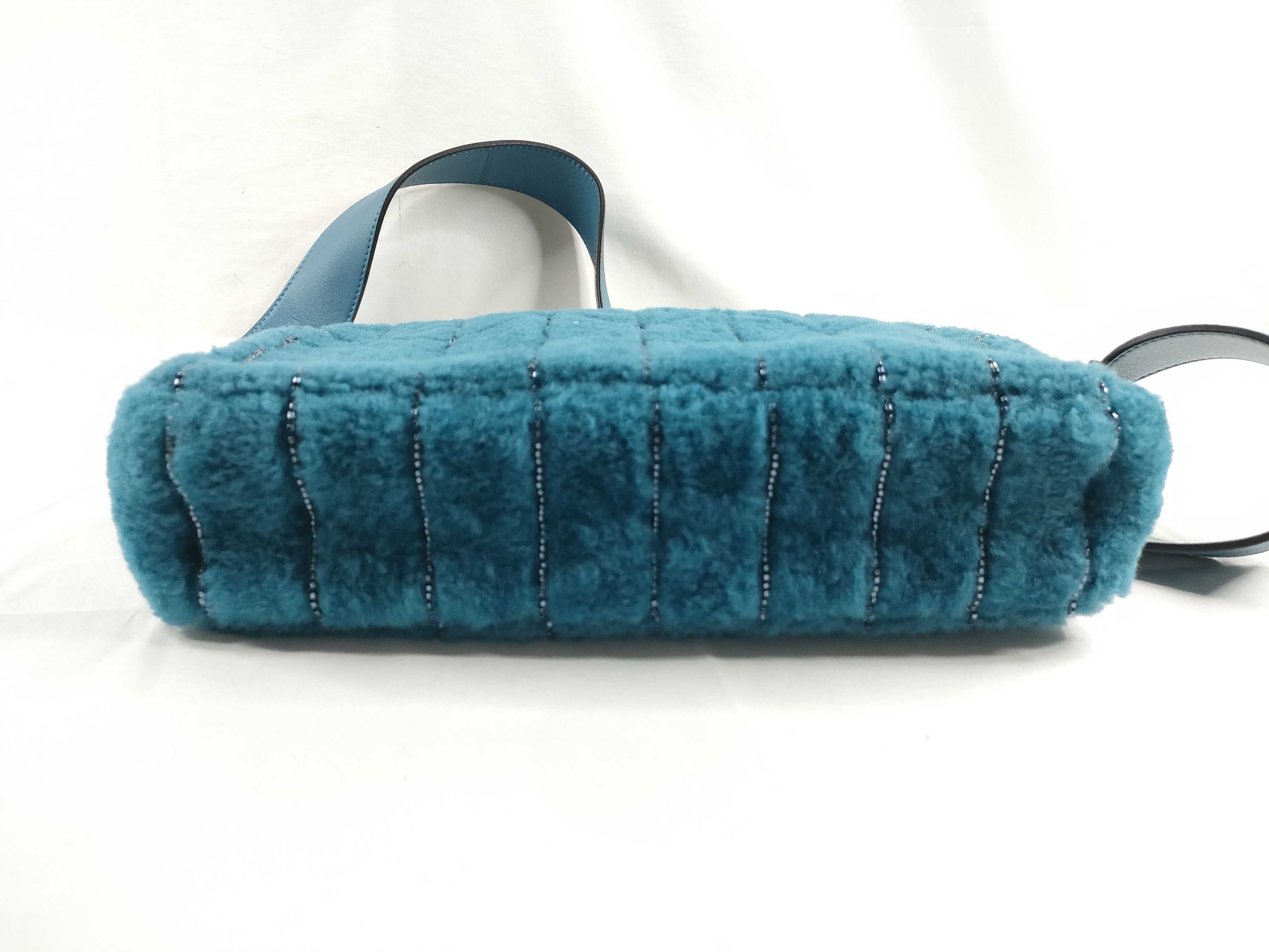 Fur x Beads x Leather 2-Way Shoulder Bag, Blue, 8BR796 (Shoulder Bag) — view 4
