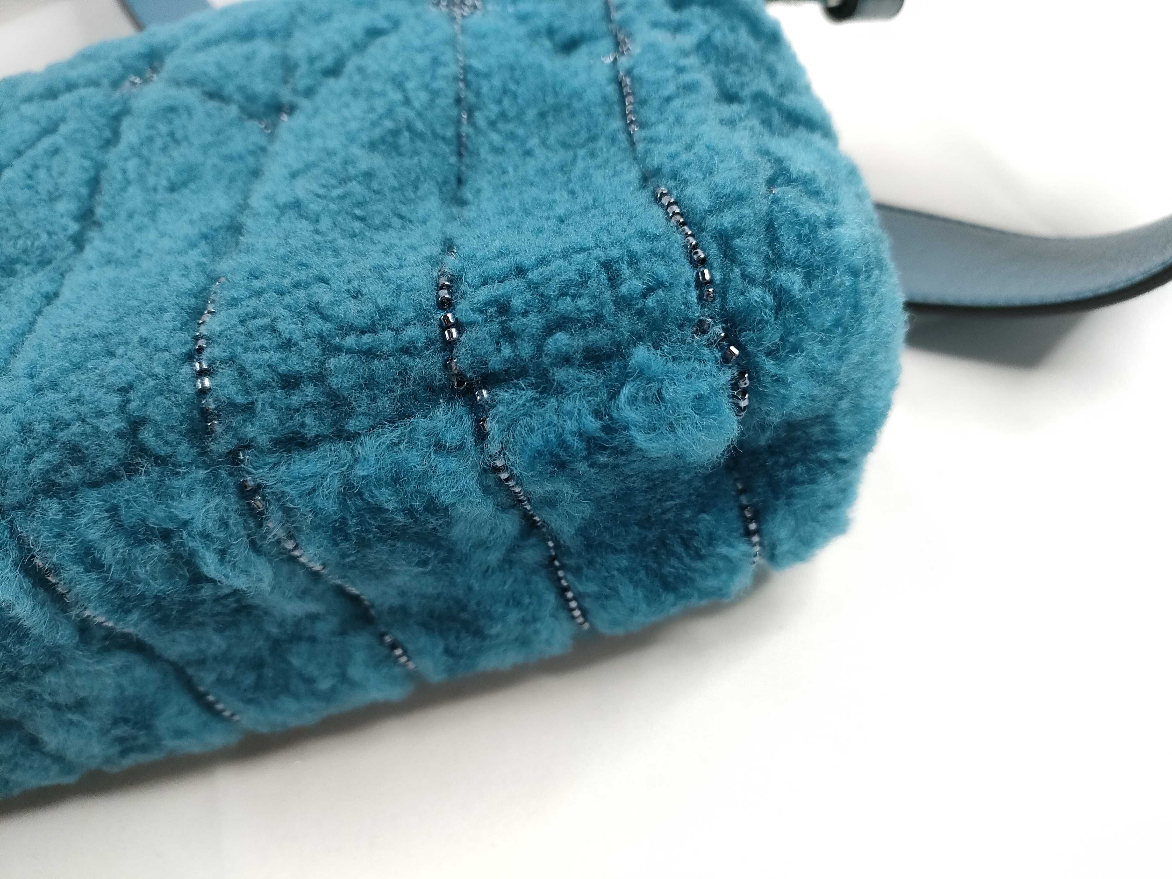 Fur x Beads x Leather 2-Way Shoulder Bag, Blue, 8BR796 (Shoulder Bag) — view 5