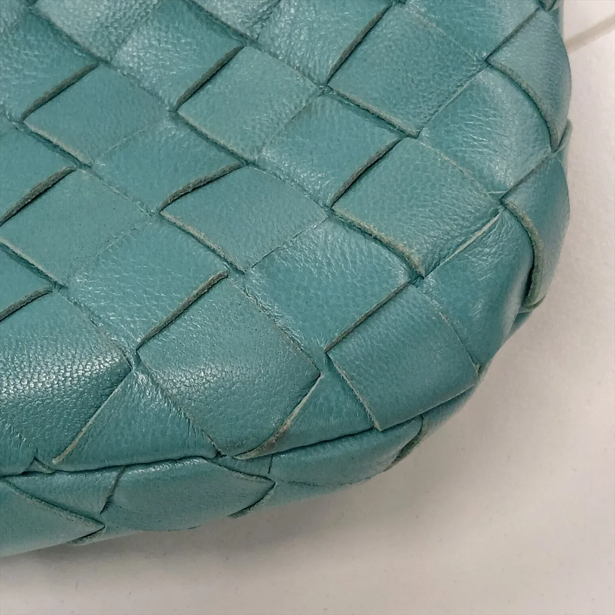 Intrecciato Mini Jodie Leather Handbag, Blue — view 13