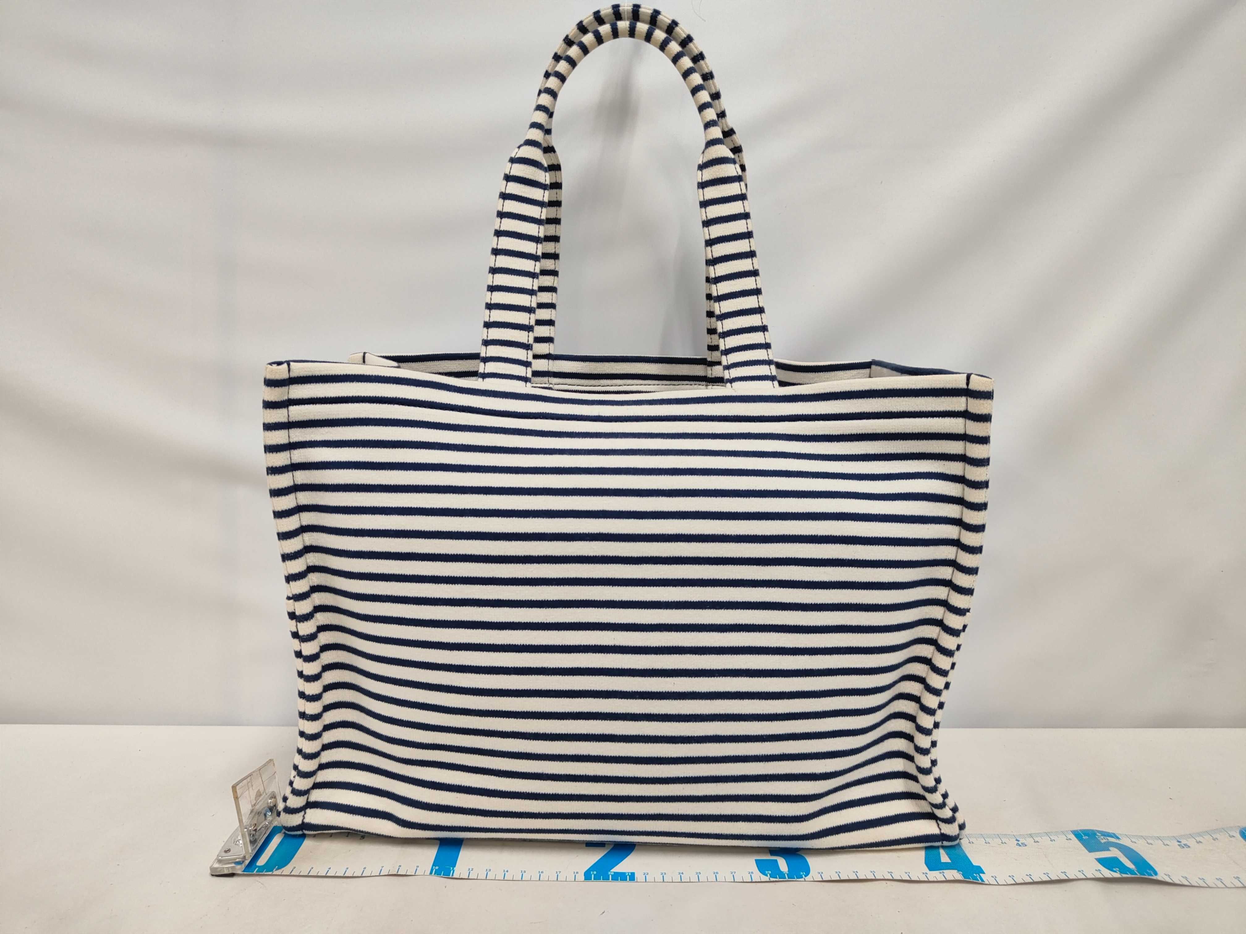 Canvas White x Navy Tote Bag — view 2