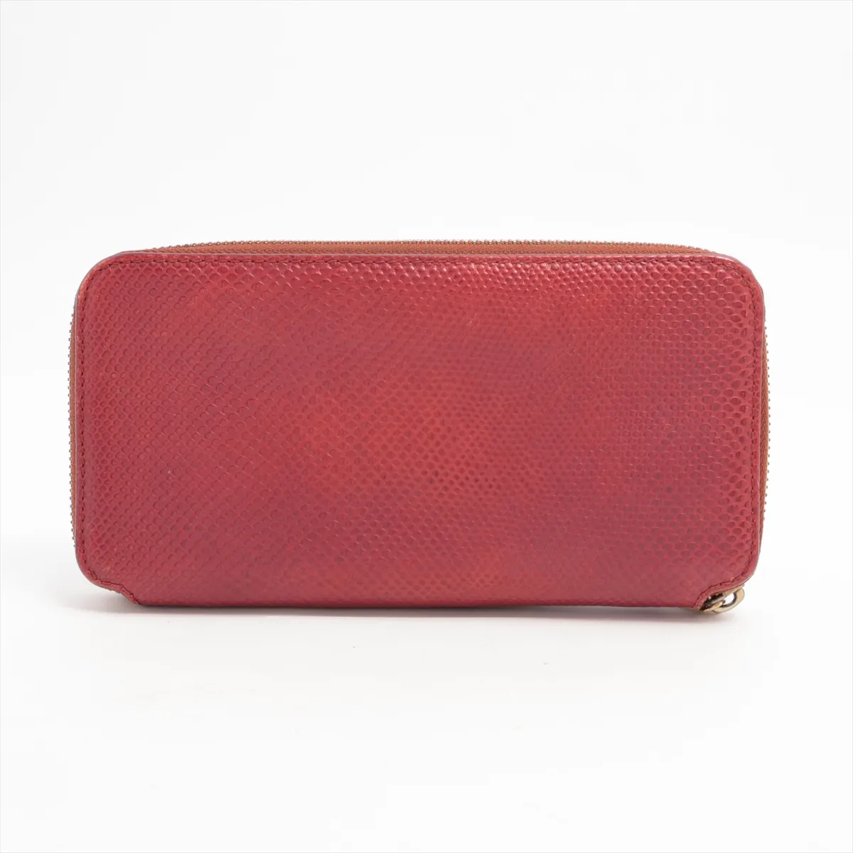 Leather Round Zip Wallet, Bordeaux — view 2