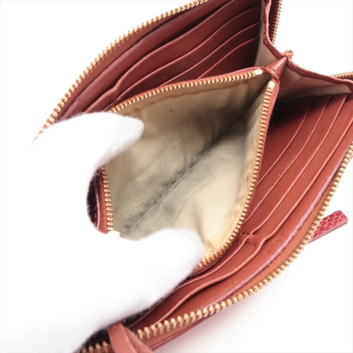 Leather Round Zip Wallet, Bordeaux — view 8