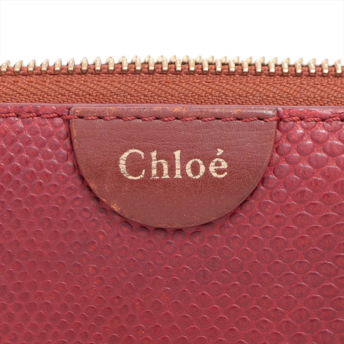 Leather Round Zip Wallet, Bordeaux — view 9