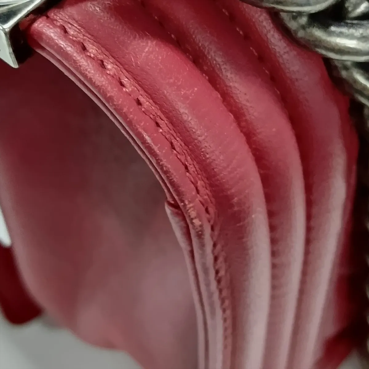 Boy Chanel 25 Lambskin Chain Shoulder Bag, Pink, Gunmetal Hardware, Item No. 16273238, Series 16 — view 13