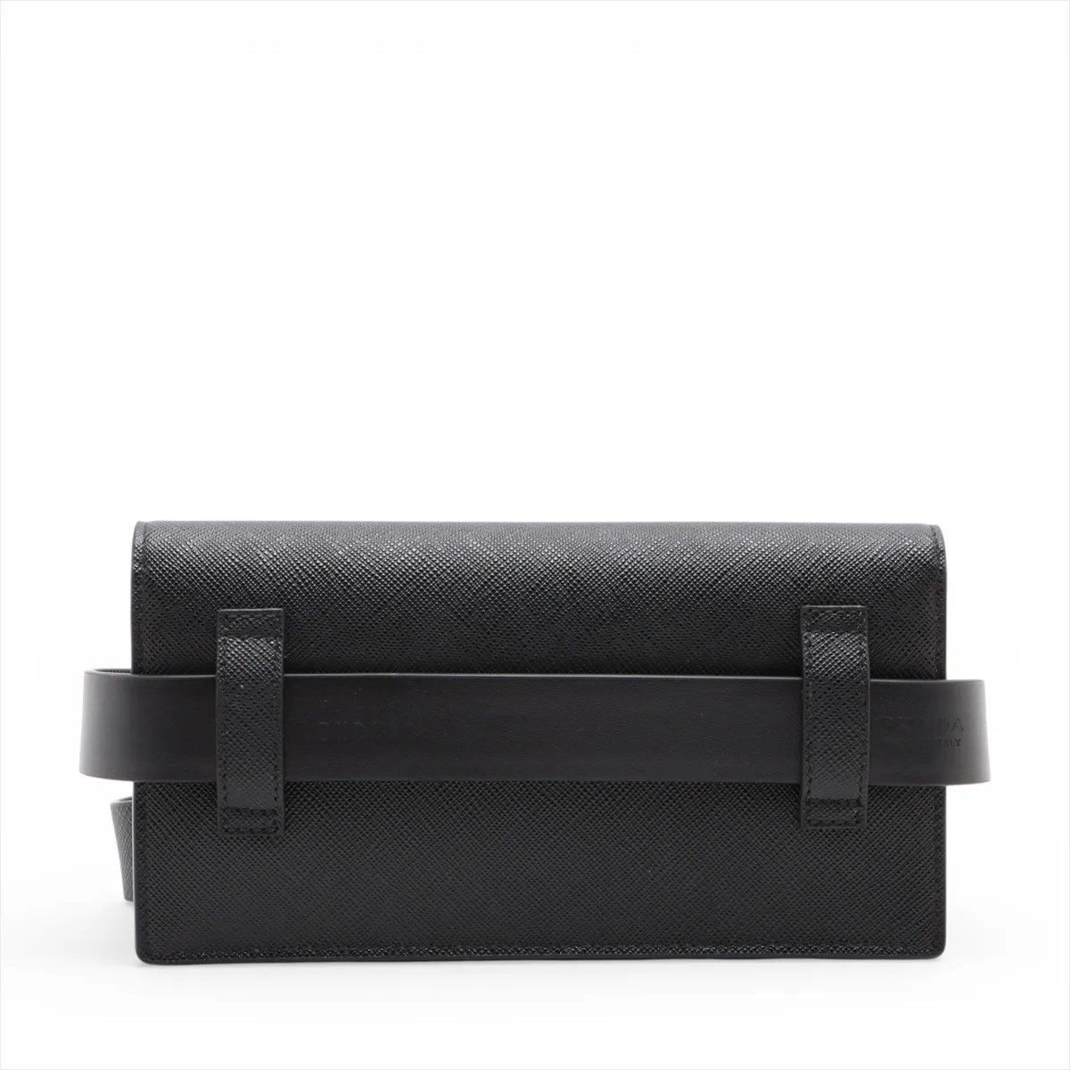 Saffiano Leather Waist Pouch, Black — view 2