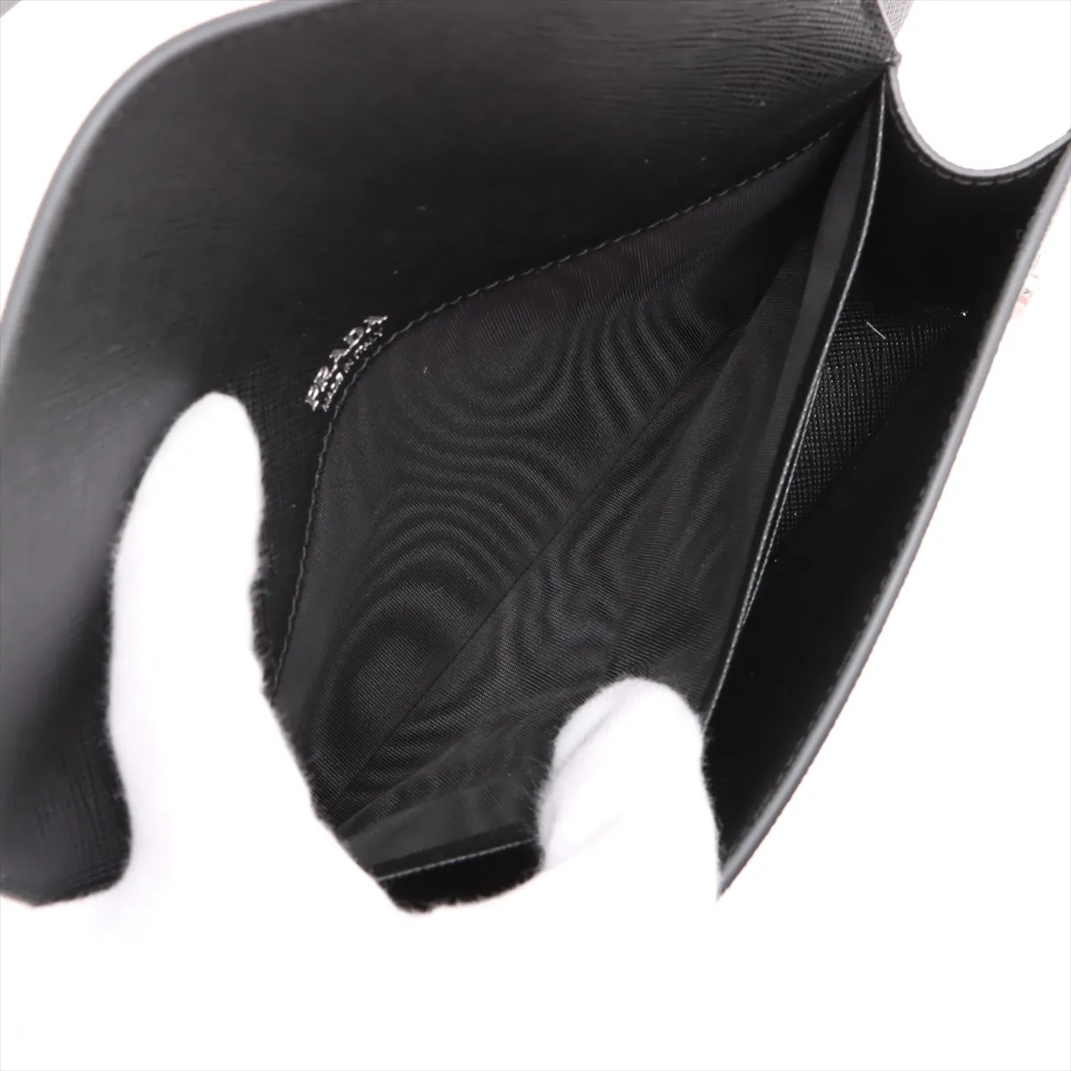 Saffiano Leather Waist Pouch, Black — view 7