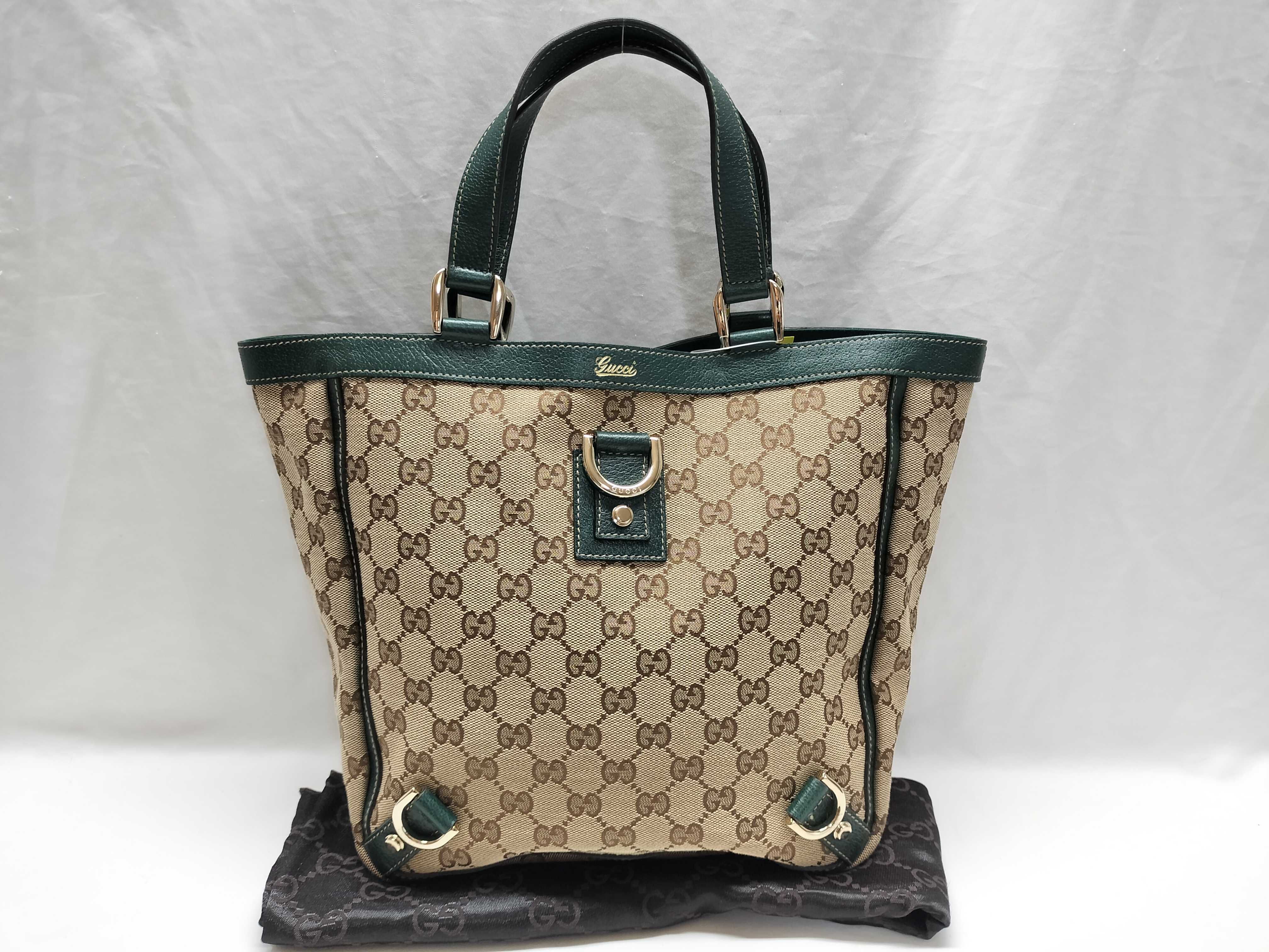 GG Canvas 130739 Leather x Canvas Handbag Tote Bag