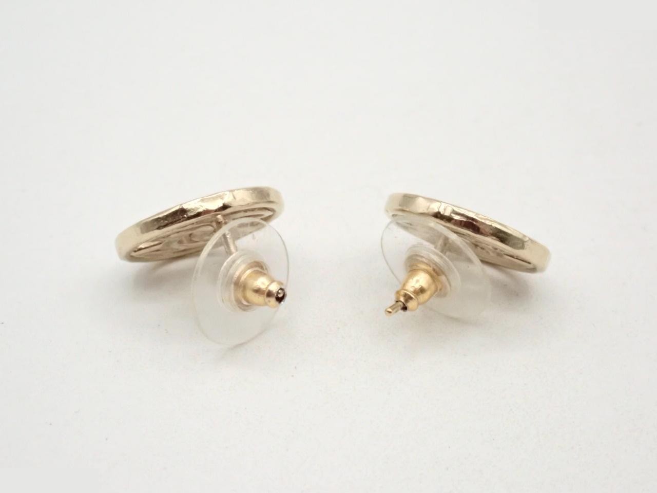 Coco Mark Circle Earrings, Gold Color — view 2