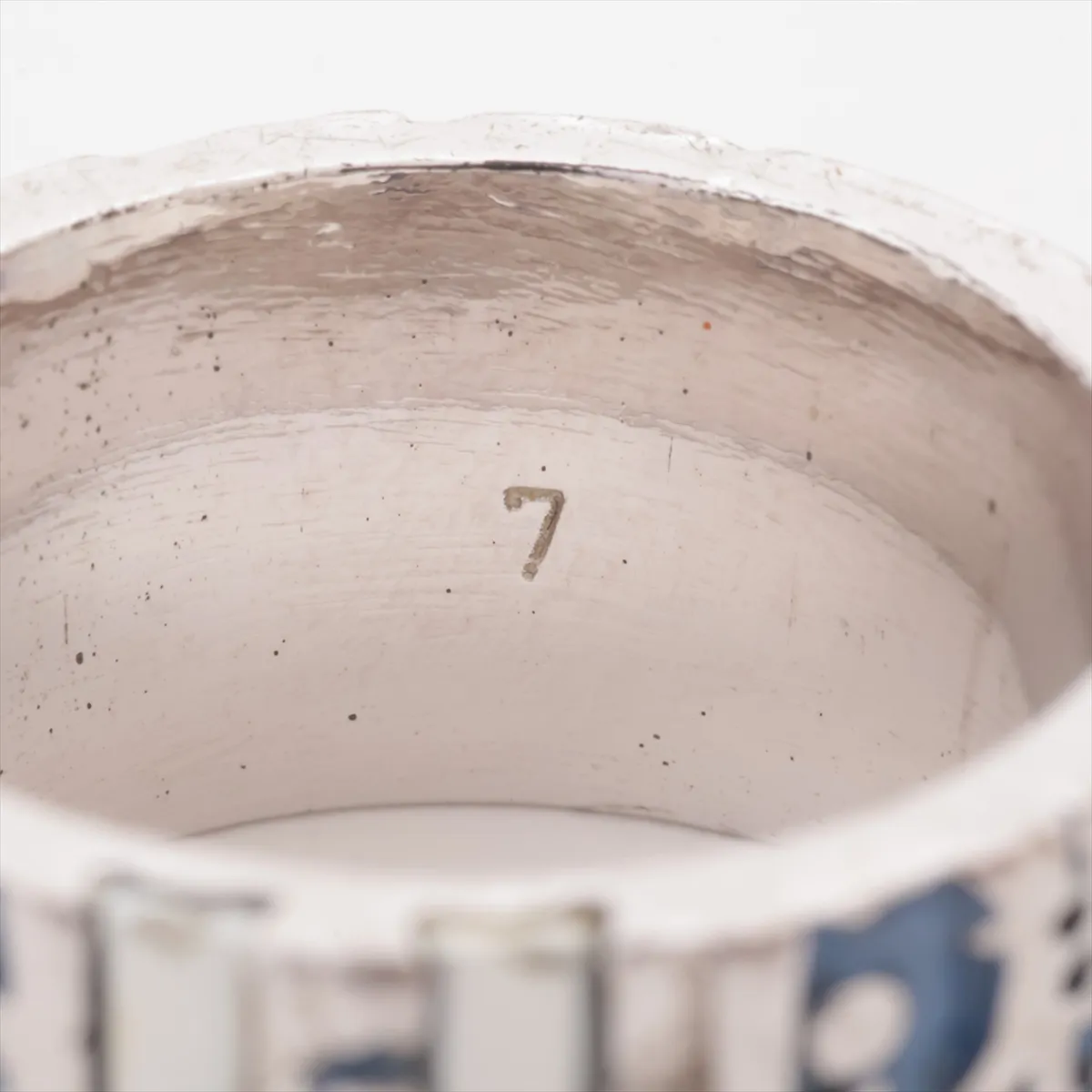 Trotter Ring, Size 7, Metal, Silver x Blue. Shows signs of wear, — view 3