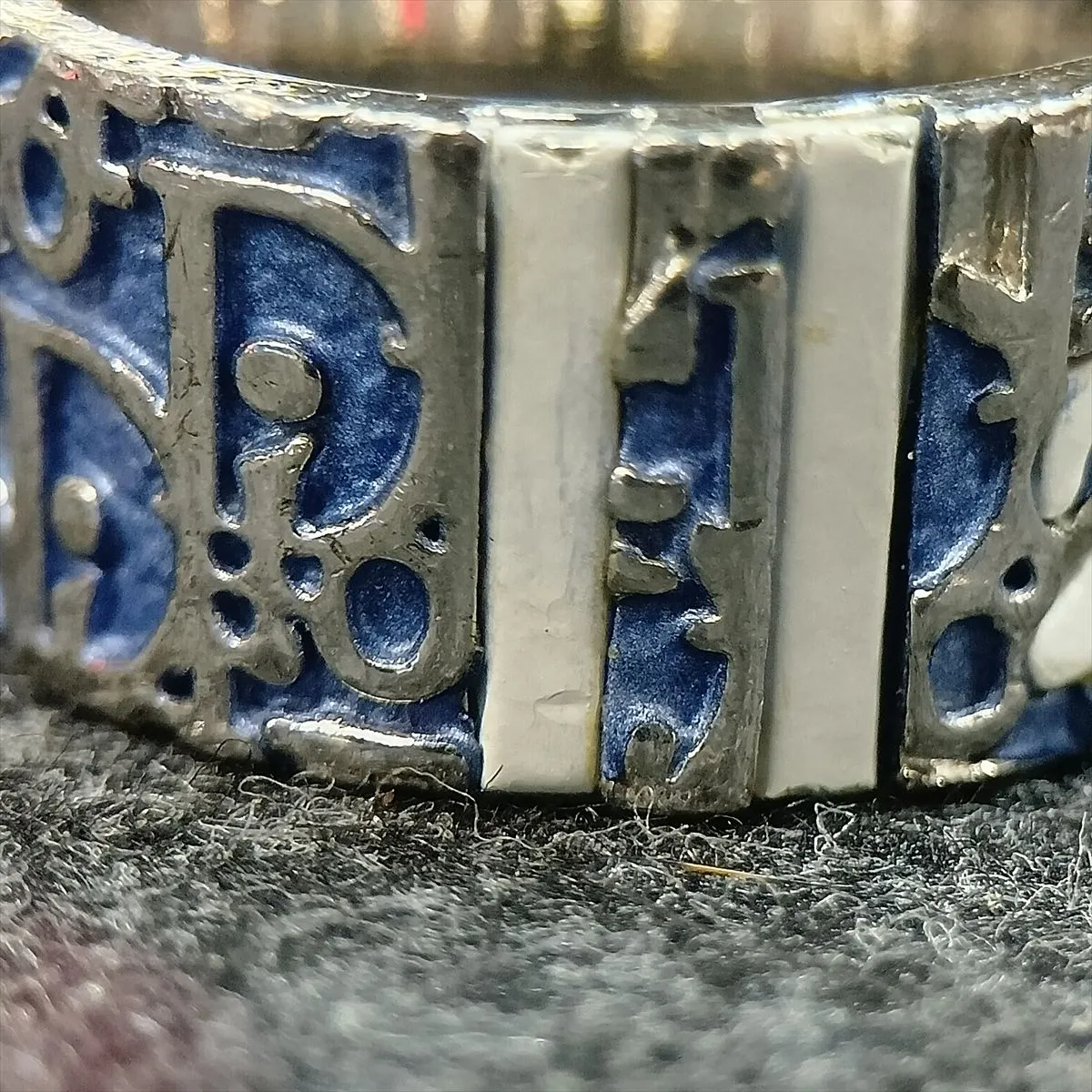 Trotter Ring, Size 7, Metal, Silver x Blue. Shows signs of wear, — view 4