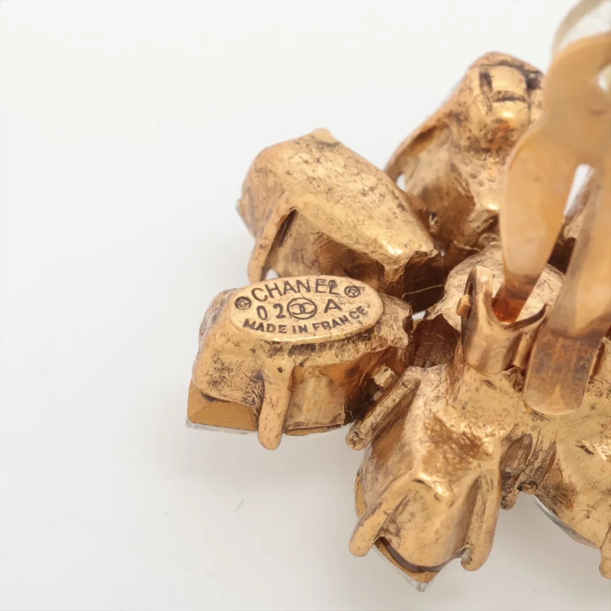 Coco Mark Flower 02A Earrings (Pair) GP x Rhinestone Gold — view 5