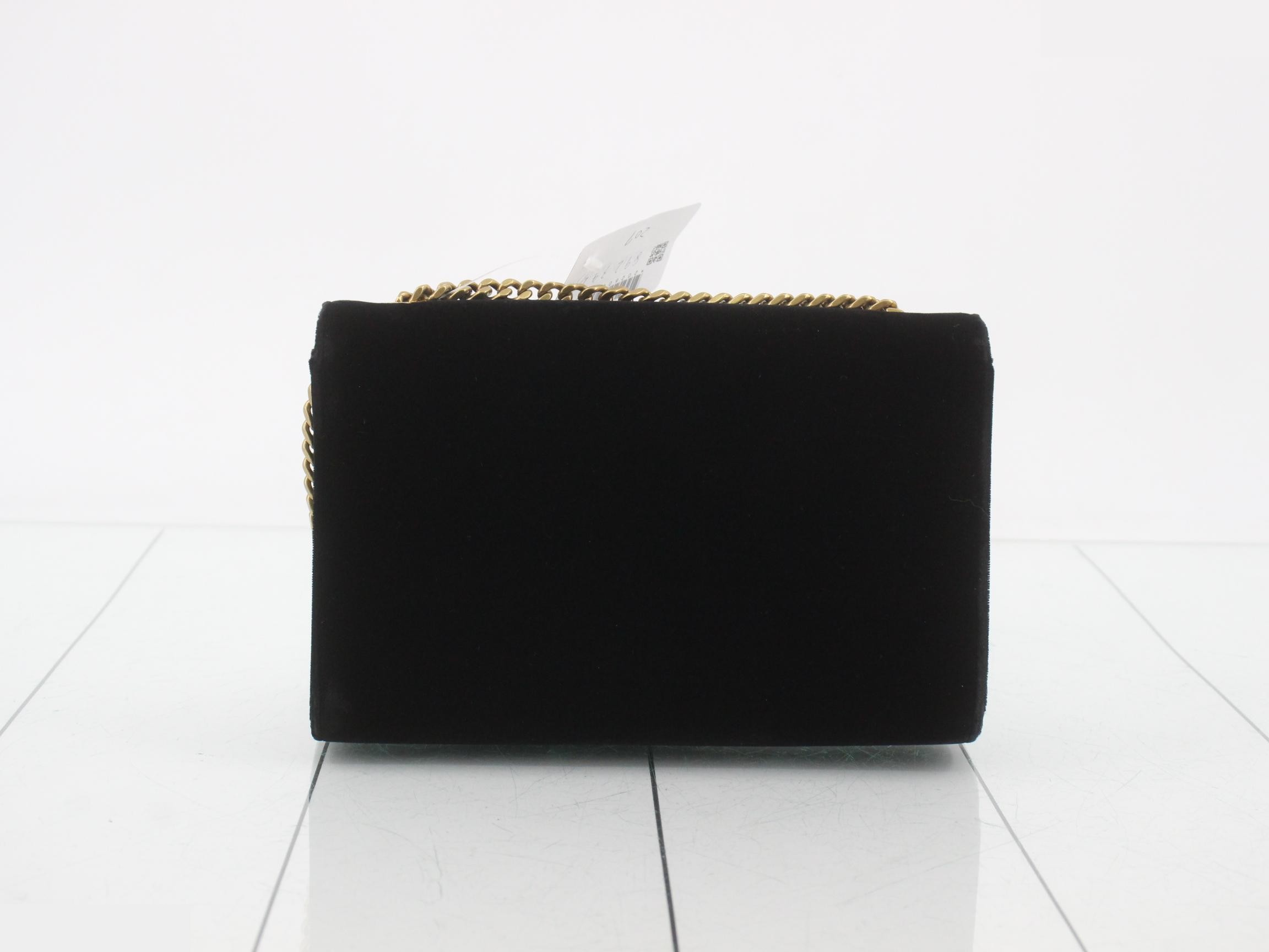 Kate Velvet Chain Shoulder Bag, Black — view 2