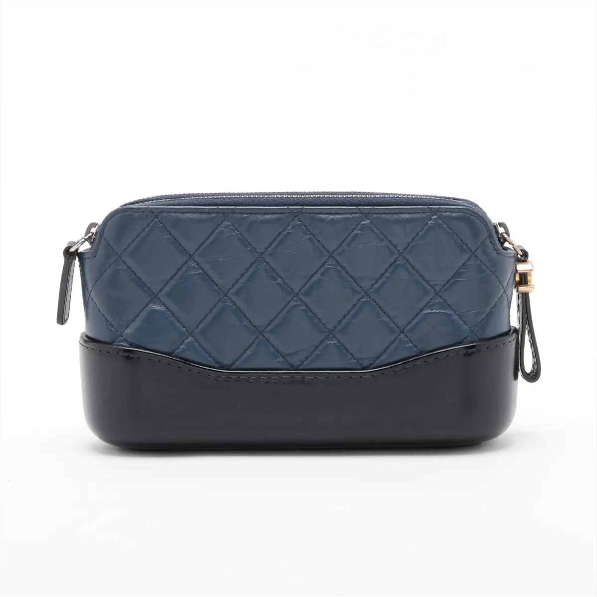 Gabrielle de Chanel Vintage Calf Chain Wallet, Navy x Black, Gold x Silver Hardware, 25883580, Serial Number — view 2