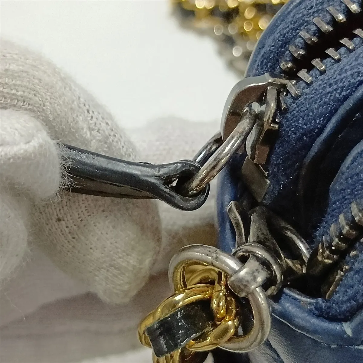Gabrielle de Chanel Vintage Calf Chain Wallet, Navy x Black, Gold x Silver Hardware, 25883580, Serial Number — view 12