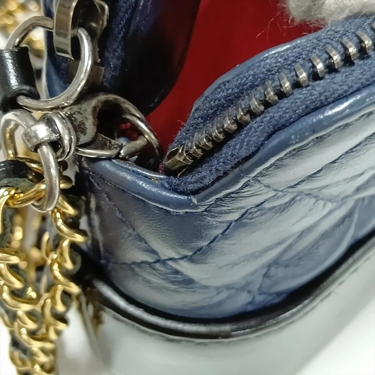 Gabrielle de Chanel Vintage Calf Chain Wallet, Navy x Black, Gold x Silver Hardware, 25883580, Serial Number — view 10