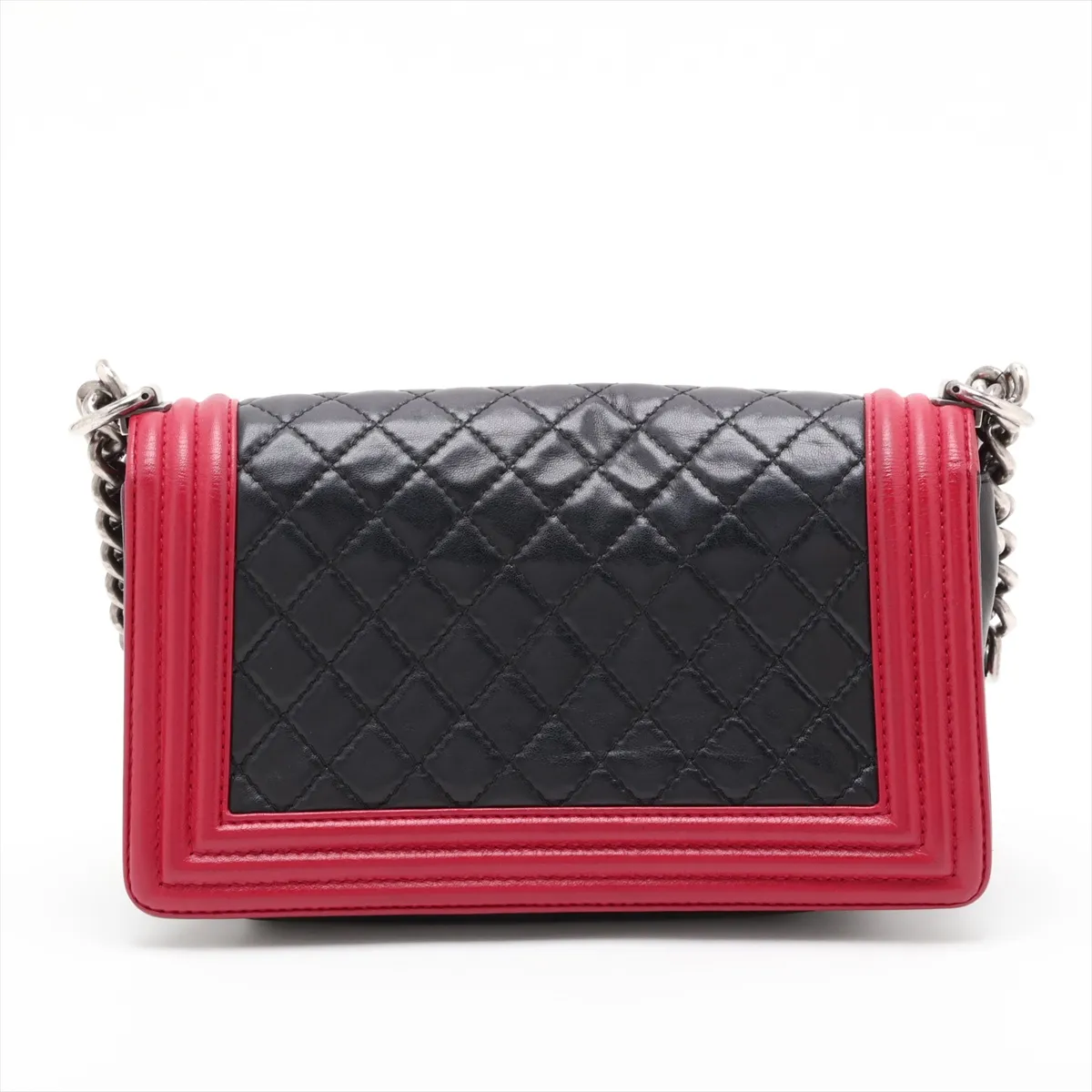Boy Chanel 25 Lambskin Chain Shoulder Bag, Wild Stitch, Black x Red, Gunmetal Hardware, 17995361, Serial Number 17, A67086 — view 2