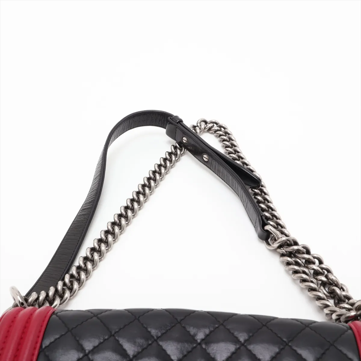 Boy Chanel 25 Lambskin Chain Shoulder Bag, Wild Stitch, Black x Red, Gunmetal Hardware, 17995361, Serial Number 17, A67086 — view 6