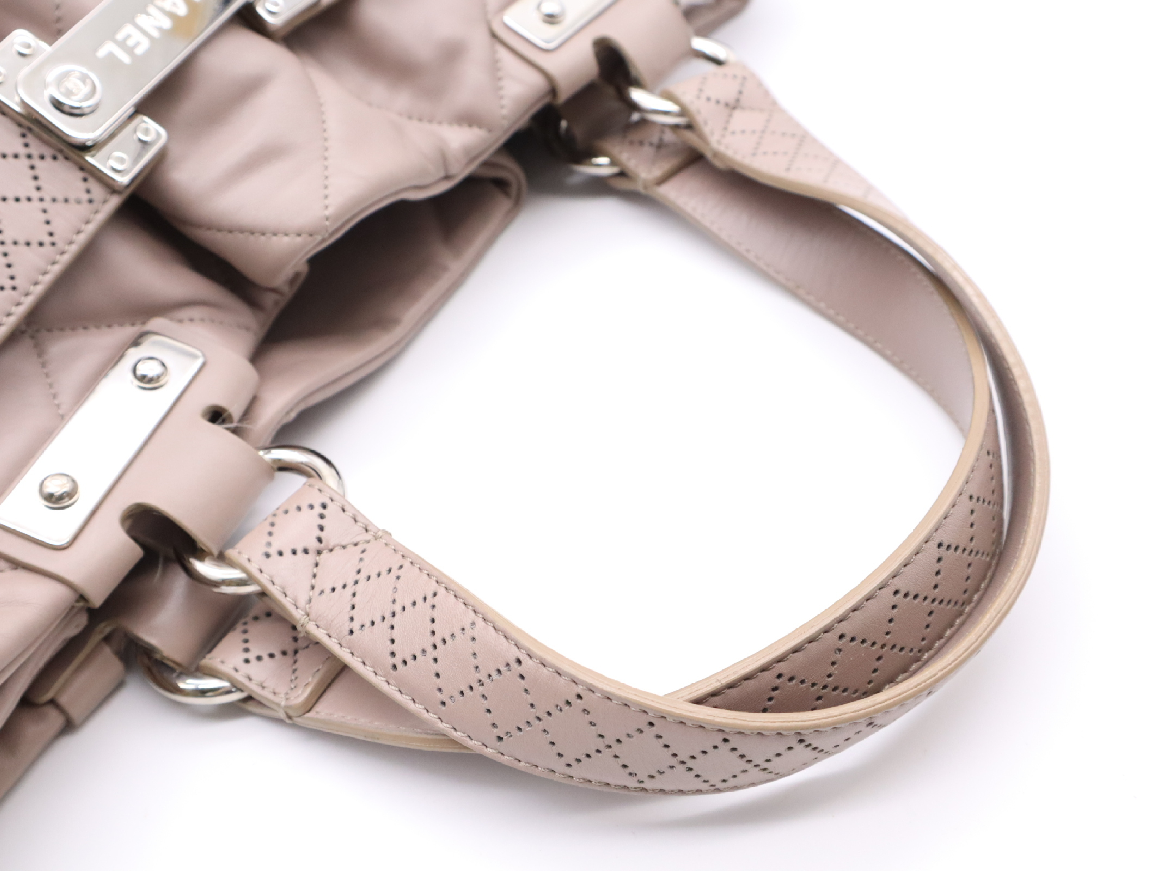 Leather Tote Bag, Pink Beige, Silver Hardware, with Seal and Card, 12242155 Tote Bag — view 12