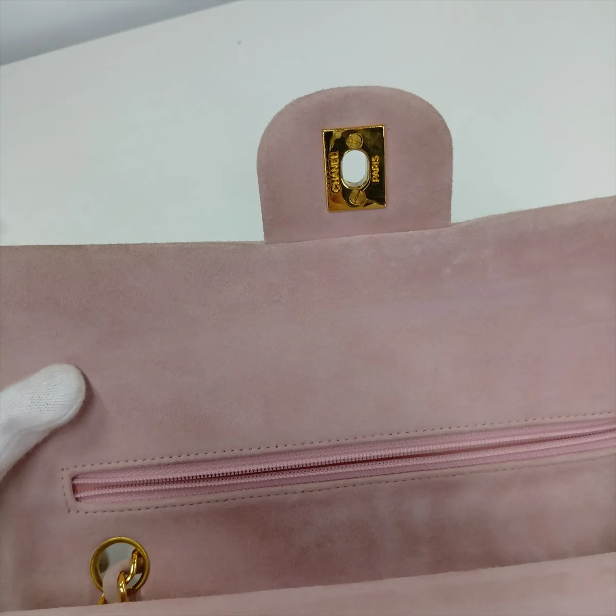 Matelassé 25 Suede Double Flap Double Chain Bag, Pink with Gold Hardware, 2853939, Series 2, A01112 — view 14